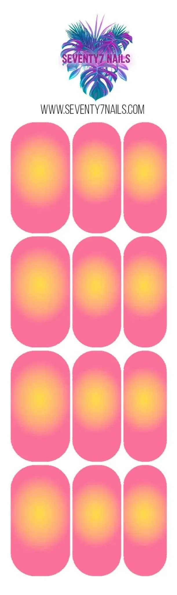 Waterslide Nail Decals - Aura - Yellow on Coral