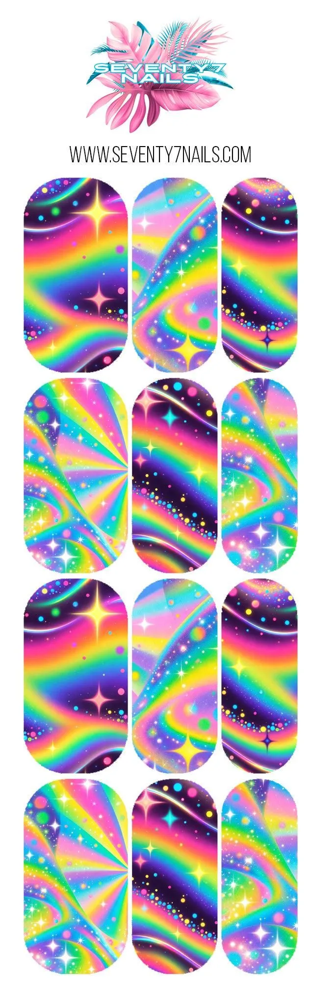 Assorted Nail Decals - Neon Stardust