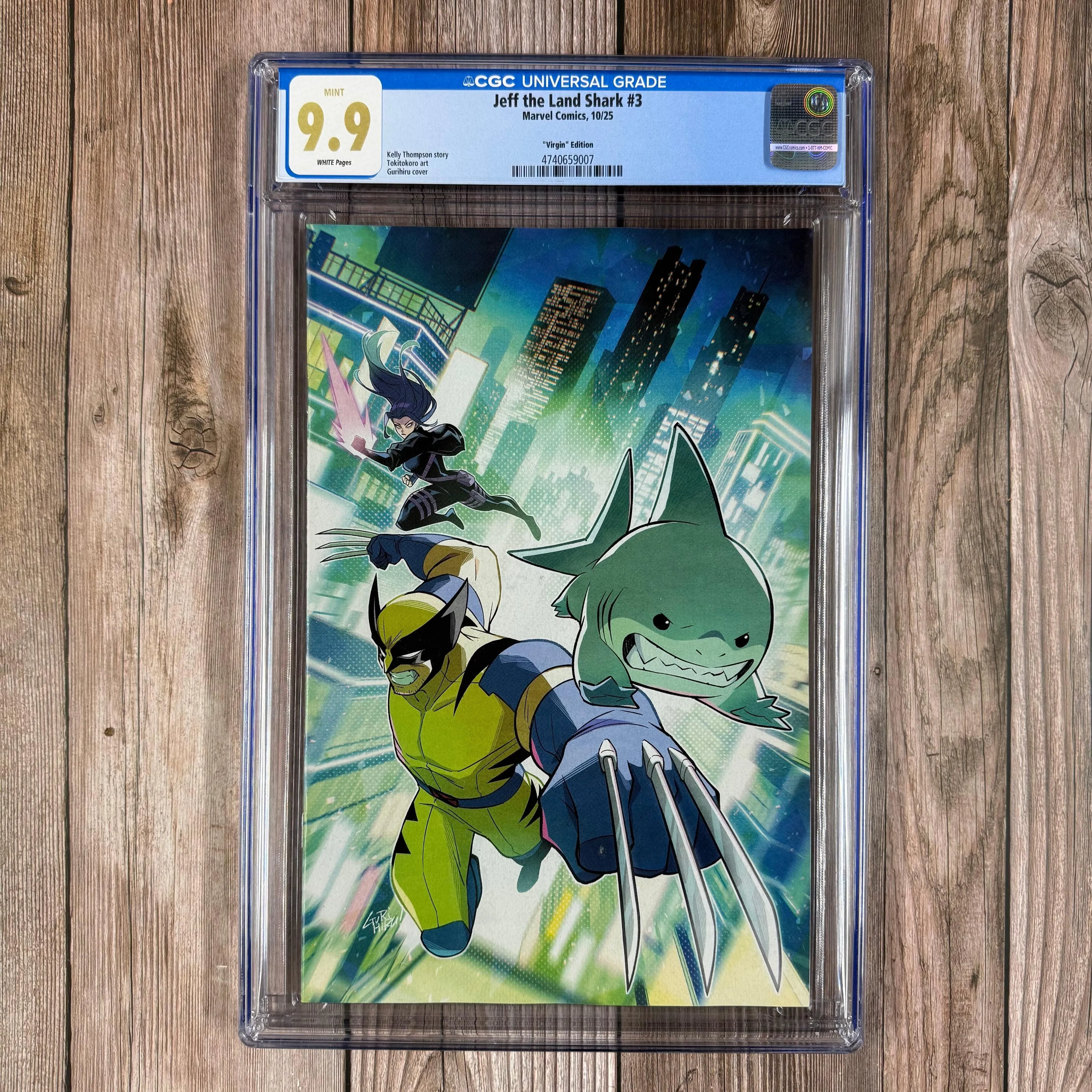 Jeff the Land Shark #3 CGC 9.9 WP MINT Gurihiru "Virgin" Edition Cover art by Gurihiru 1:100 Retailer Incentive Ratio Variant Wolverine and Psylocke appearance. (Cert 9007)
