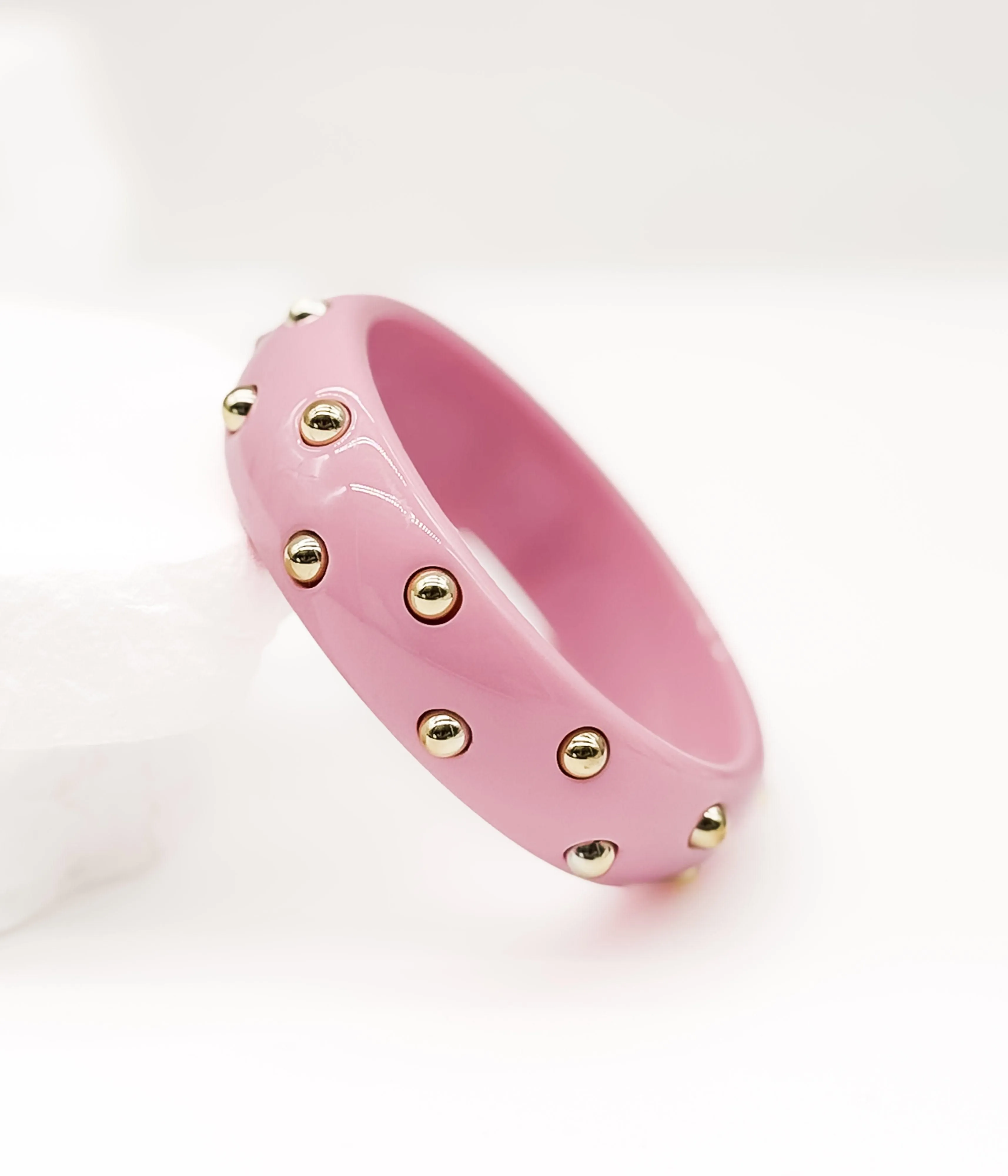 Pink Studded Resin Bangle Bracelet
