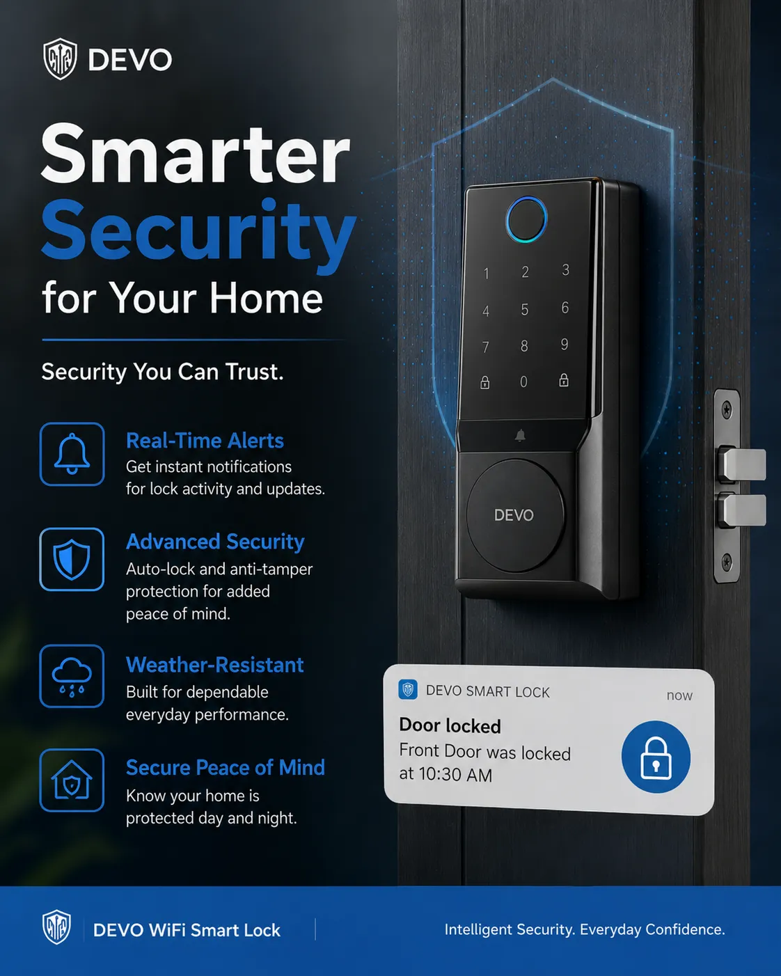 DEVO WiFi Smart Lock – Intelligent Security Lock (Model G3)