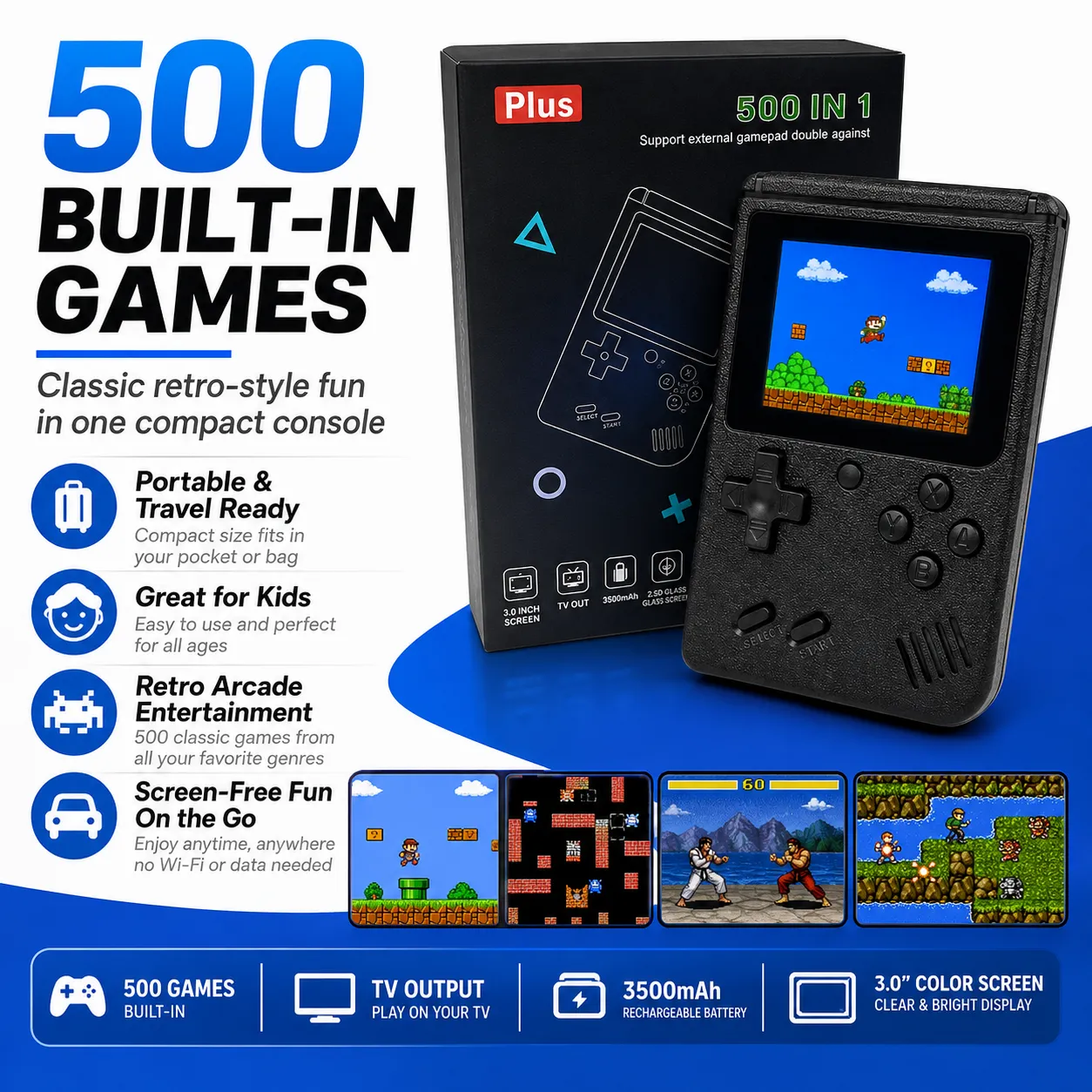 500-in-1 Handheld Game Console