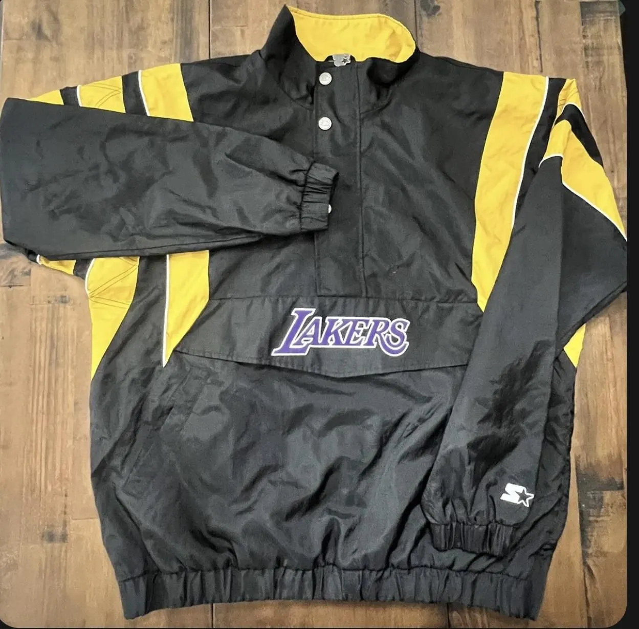 Product image for Vintage 90’s Starter Lakers Puffer Pullover Jacket 1/4 Zip And Button Sz XL