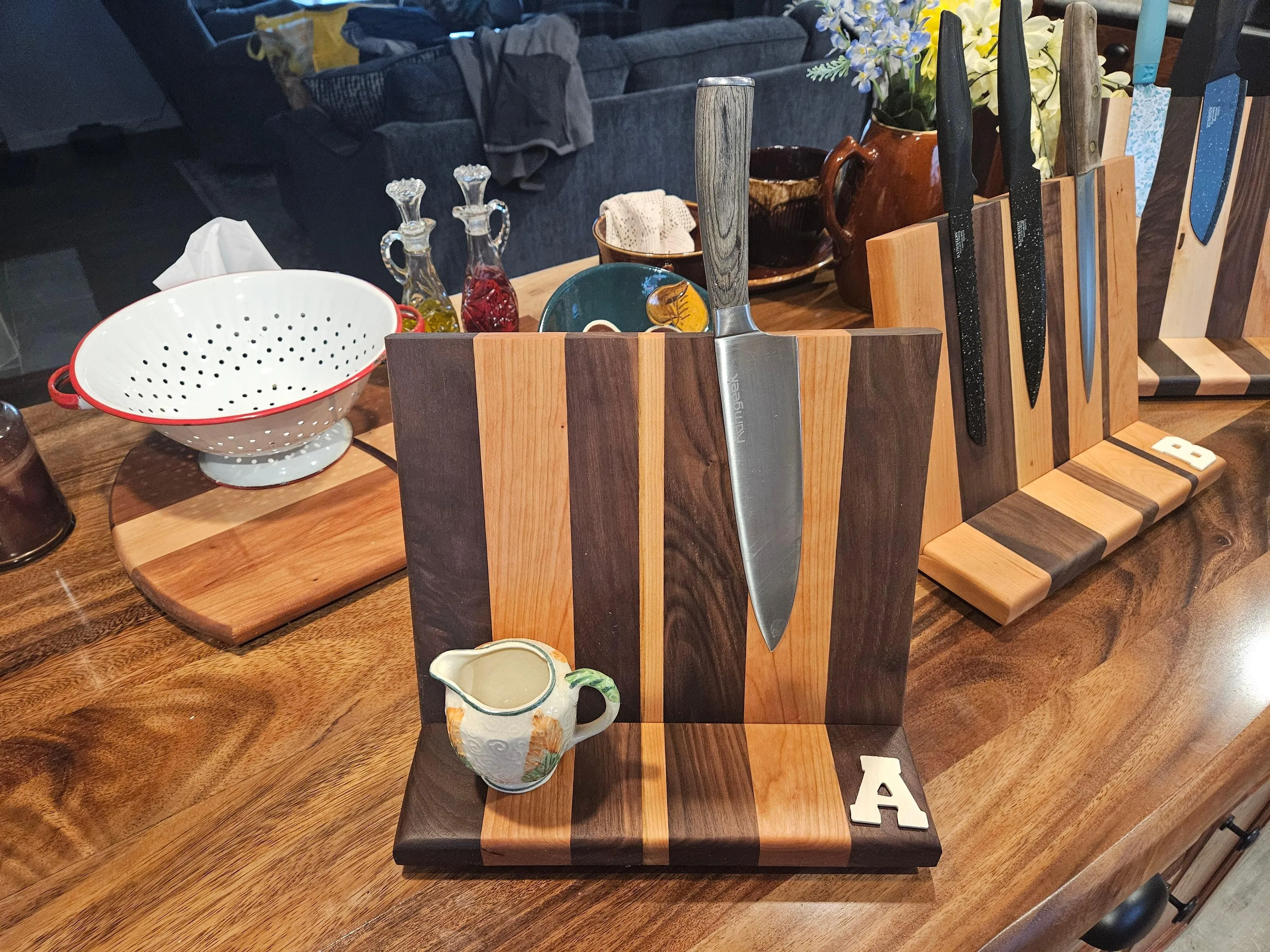 Magnetic Countertop Knife Stand made from Cherry and Walnut