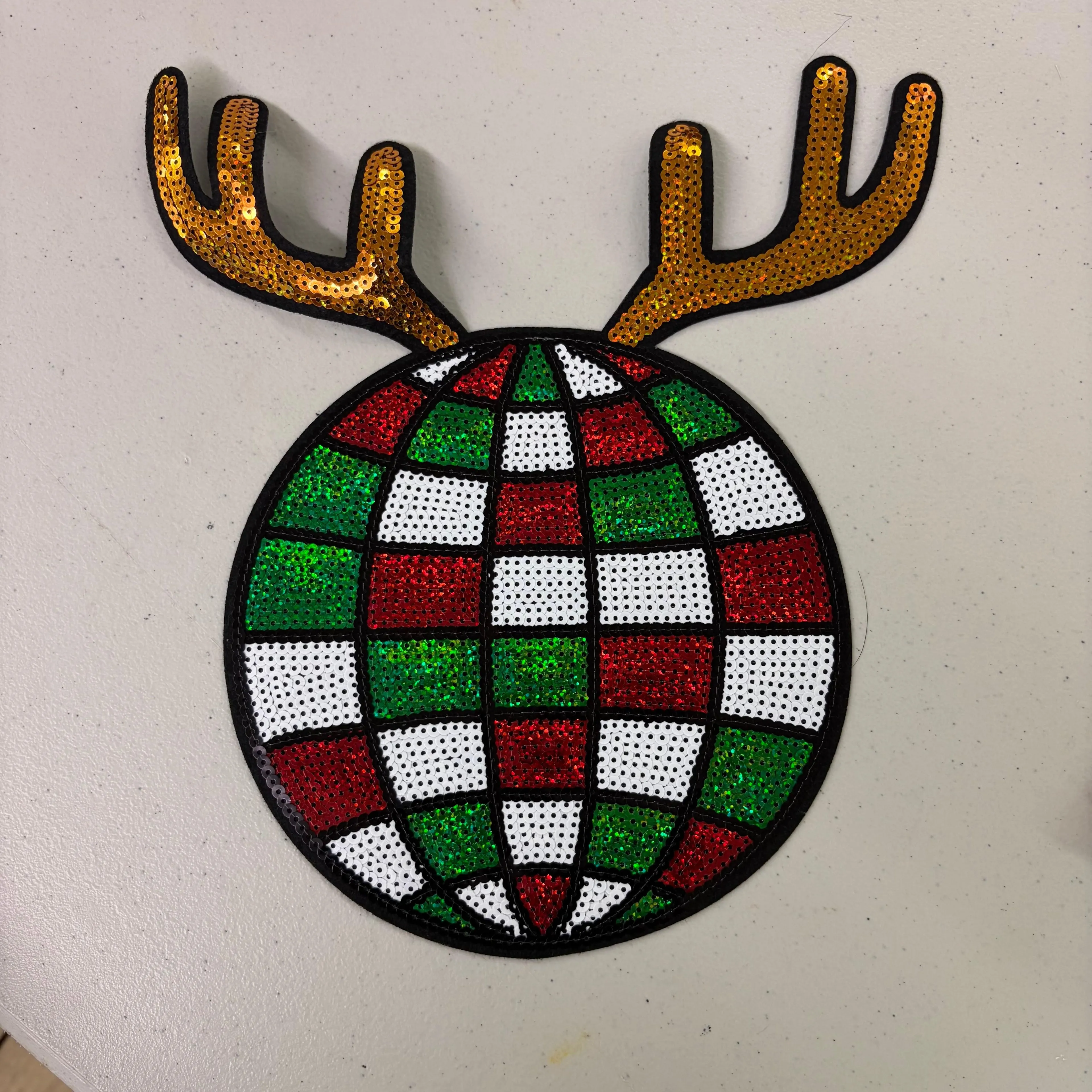 Reindeer Disco Ball Sequin Patch