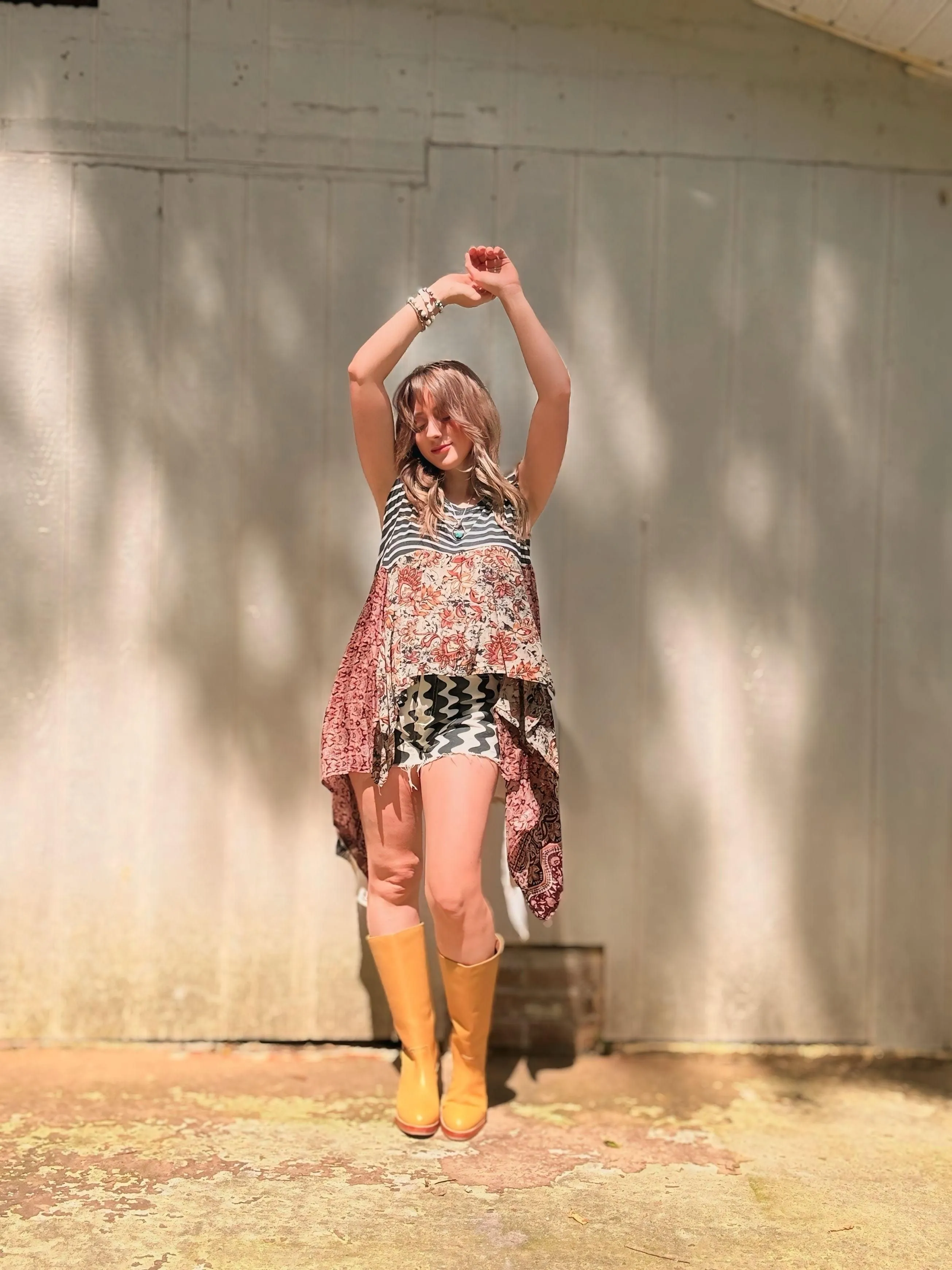 Sleeveless Striped Tunic Tank Top-XL/2X/3X