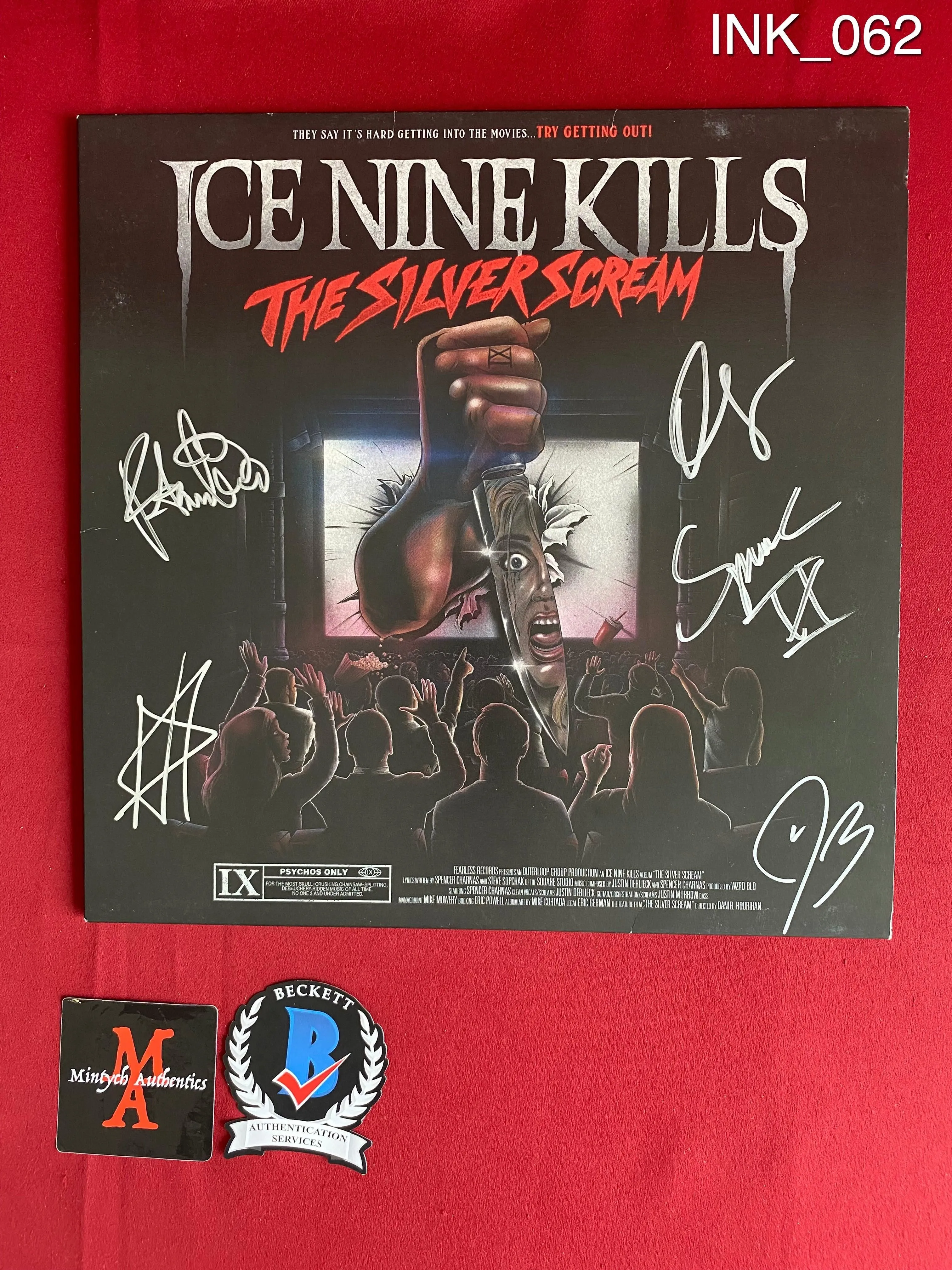 INK_062 - Ice Nine Kills "The Silver Scream" Vinyl Record Autographed By Ice Nine Kills members Spencer Charnas, Dan Sugarman, Joe Occhiuti, Ricky Armellino & Patrick Galante