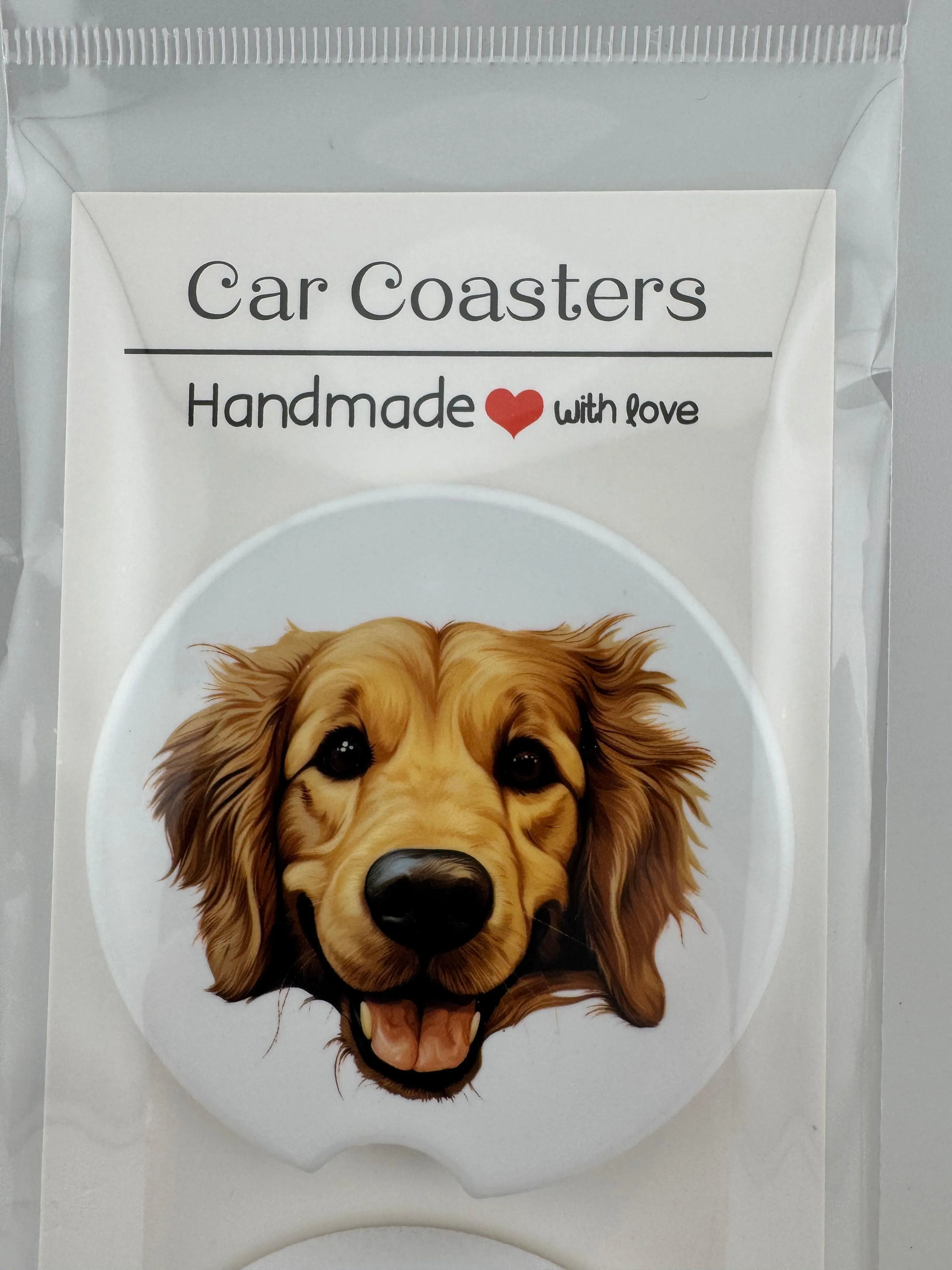 Car Coaster -- UV Printed -- Golden Retriever (Set of 2)