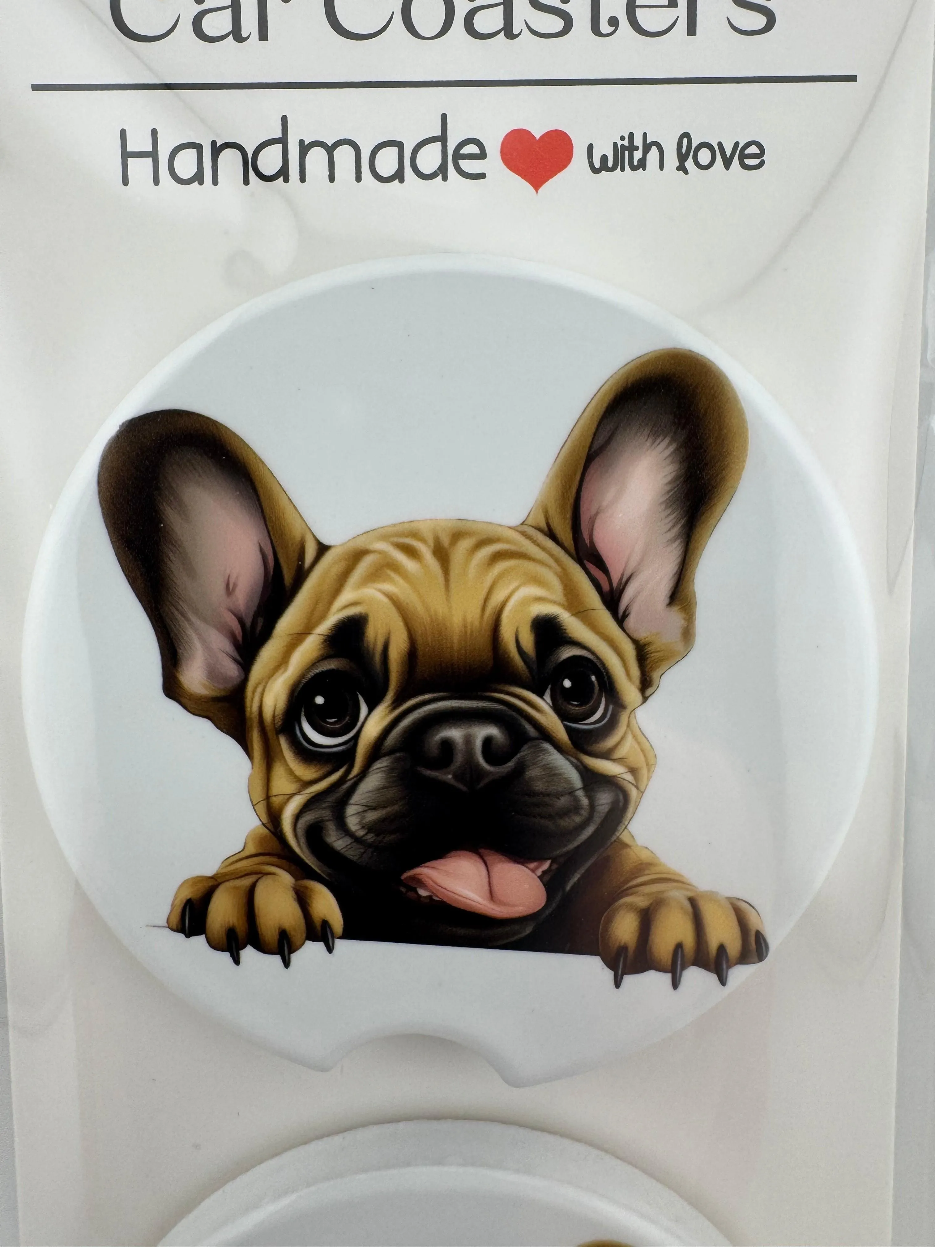 Car Coaster -- UV Printed -- French Bulldog (Set of 2)