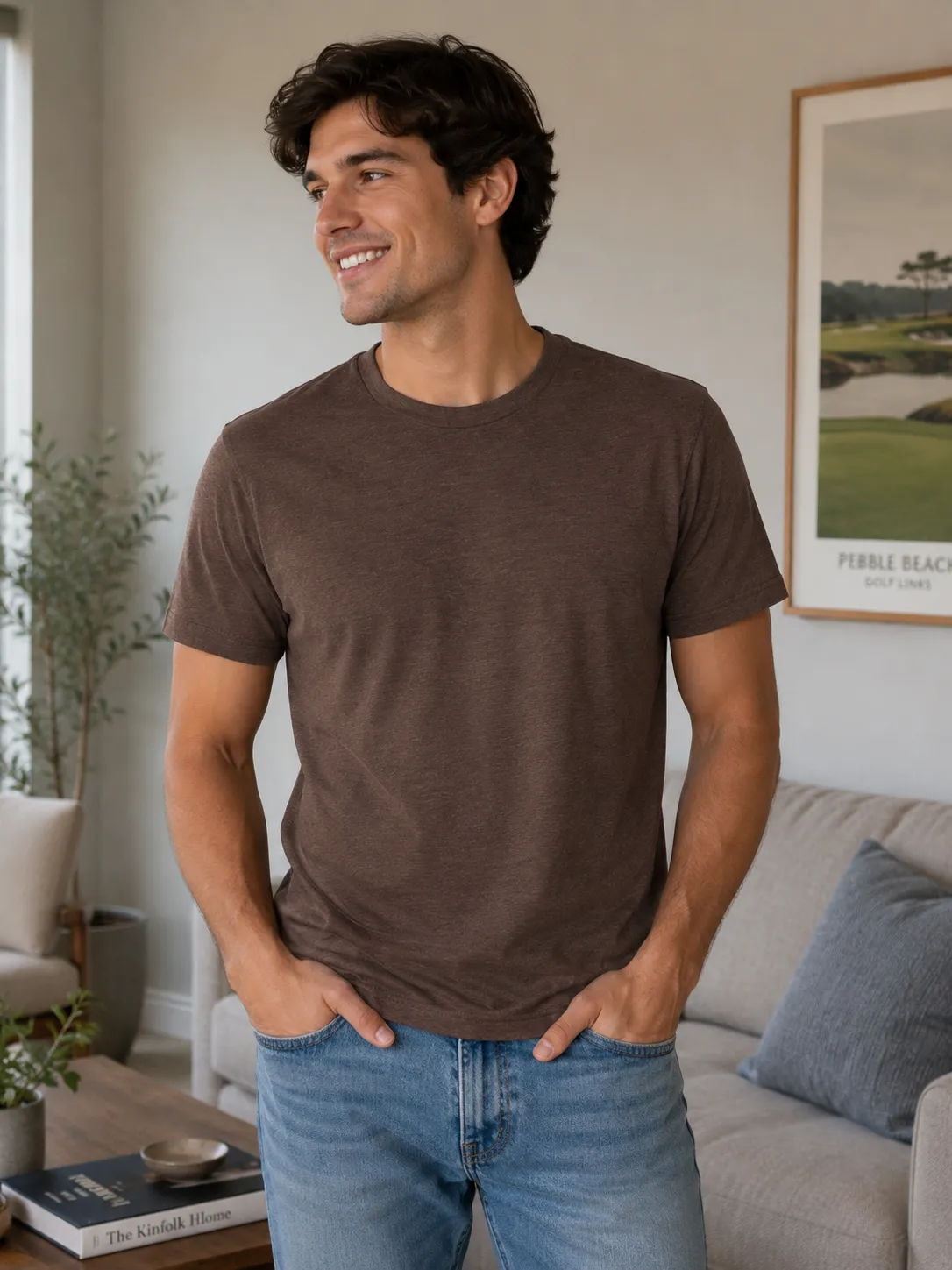 Goodfellow & Co Men's Heather Brown Crew Neck T-Shirt XL NWT