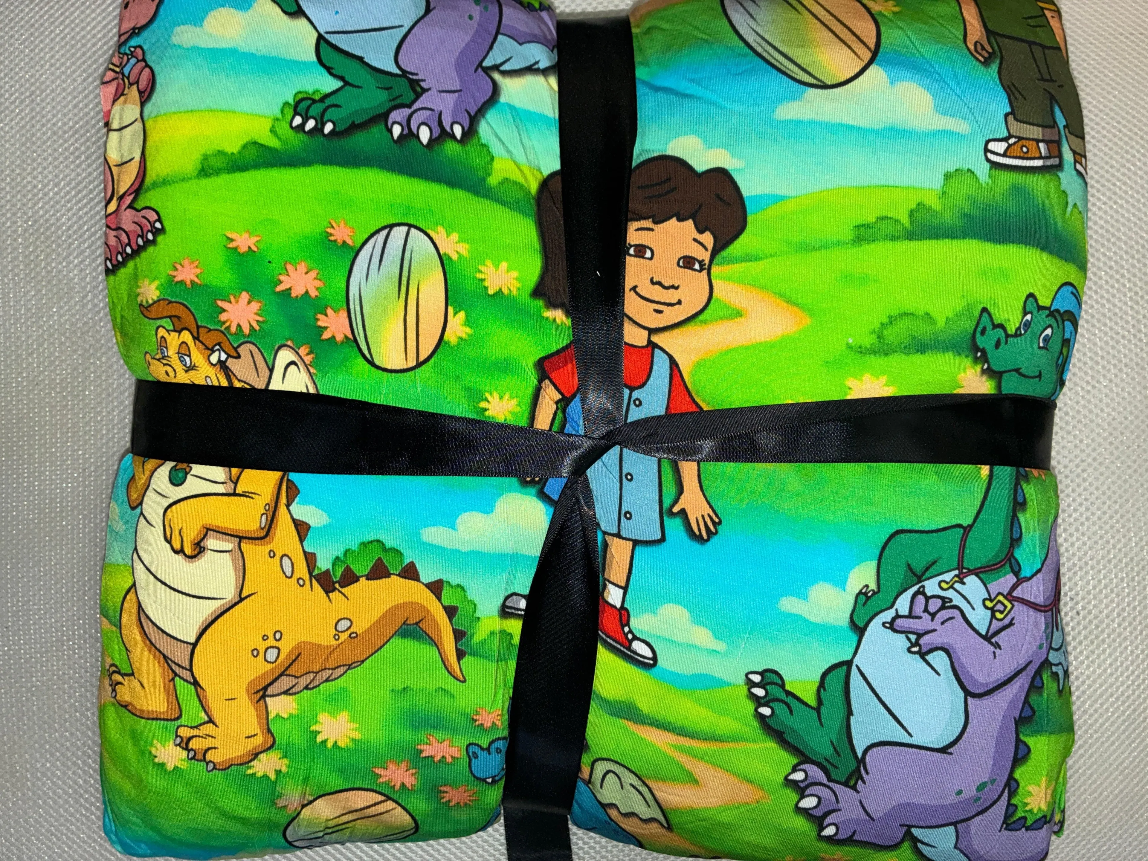 Dino Valley Adventure Quilted Bamboo Blanket