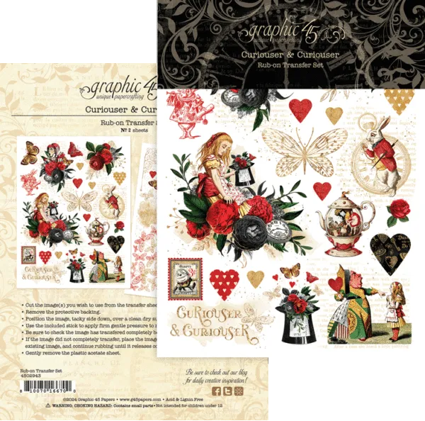 Graphic 45 - Curiouser & Curiouser - Rub On Transfers