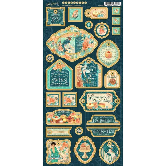 Graphic 45 - Cafe Parisian - Chipboard Pieces
