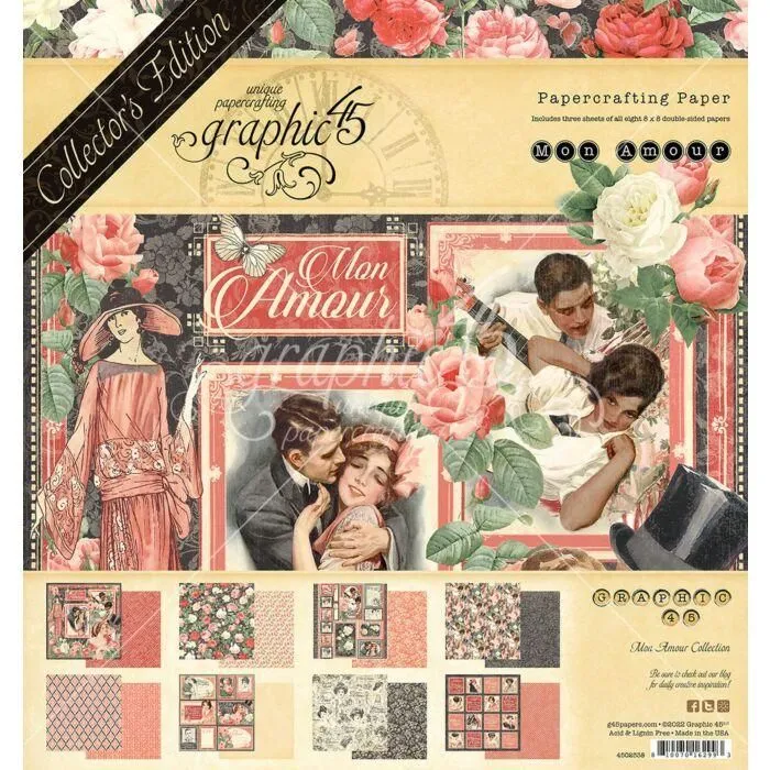Graphic 45 - Mon Amour - 8x8 Collection Pack