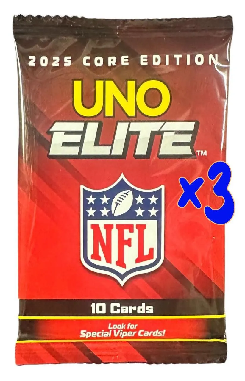 UNO: Elite NFL 2025 Core Edition Booster Pack - 3 Pack Bundle