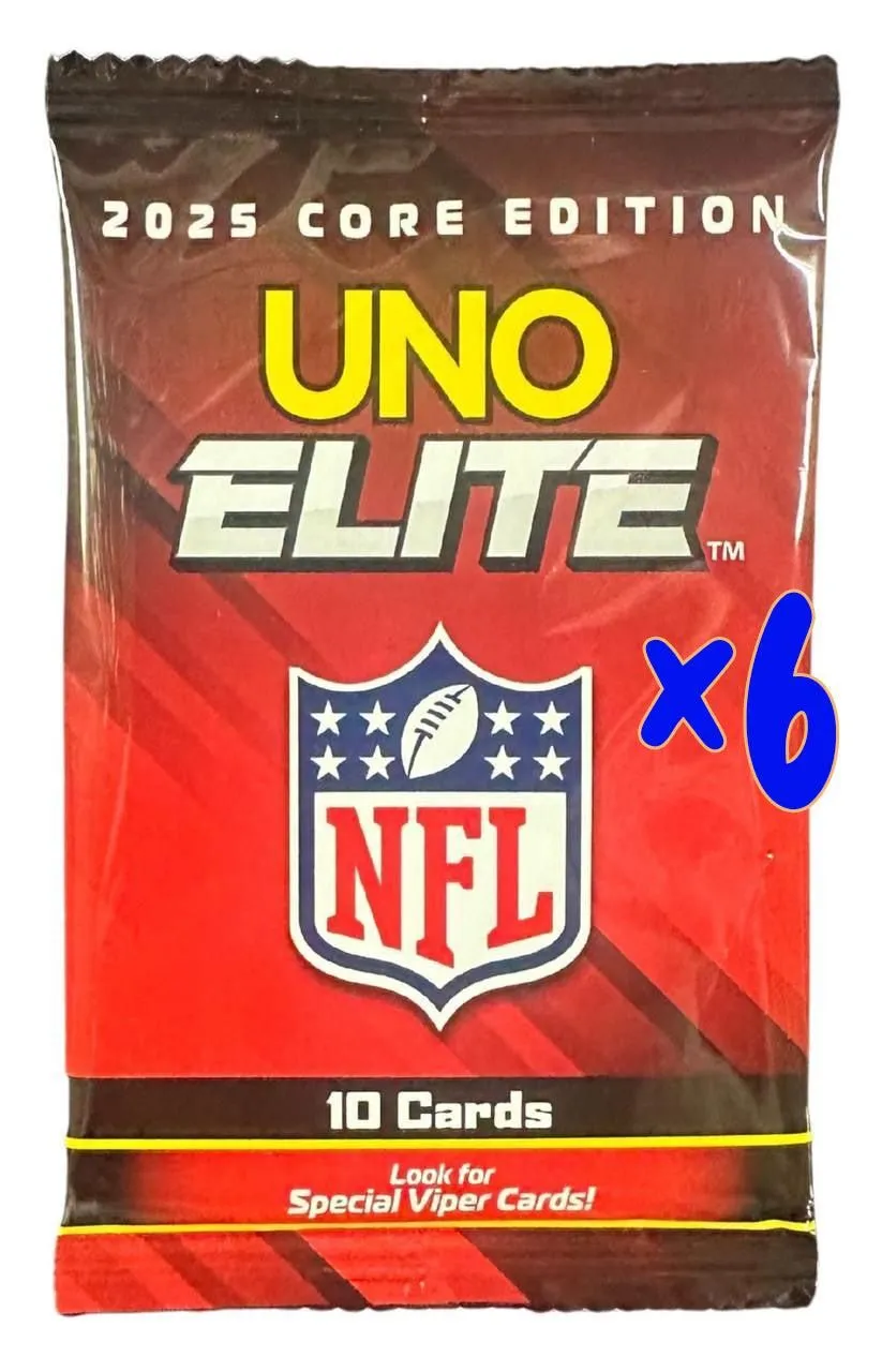 UNO: Elite NFL 2025 Core Edition Booster Pack - 6 Pack Bundle