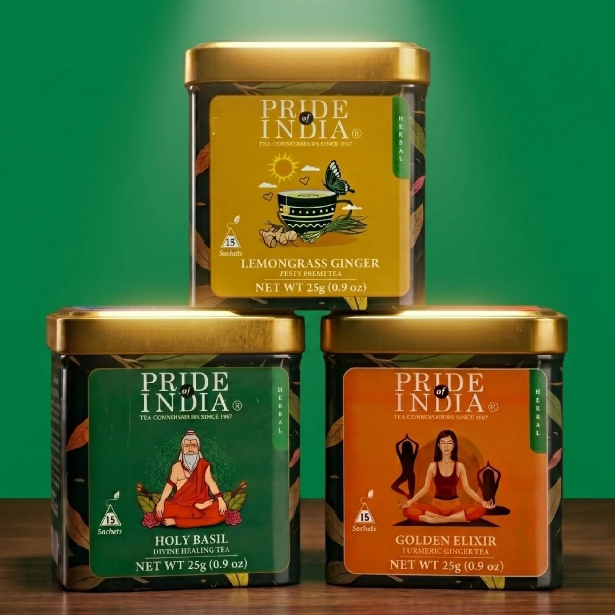 Herbal Tea Collection (3 PACK) – Lemongrass Ginger, Holy Basil & Golden Elixir
