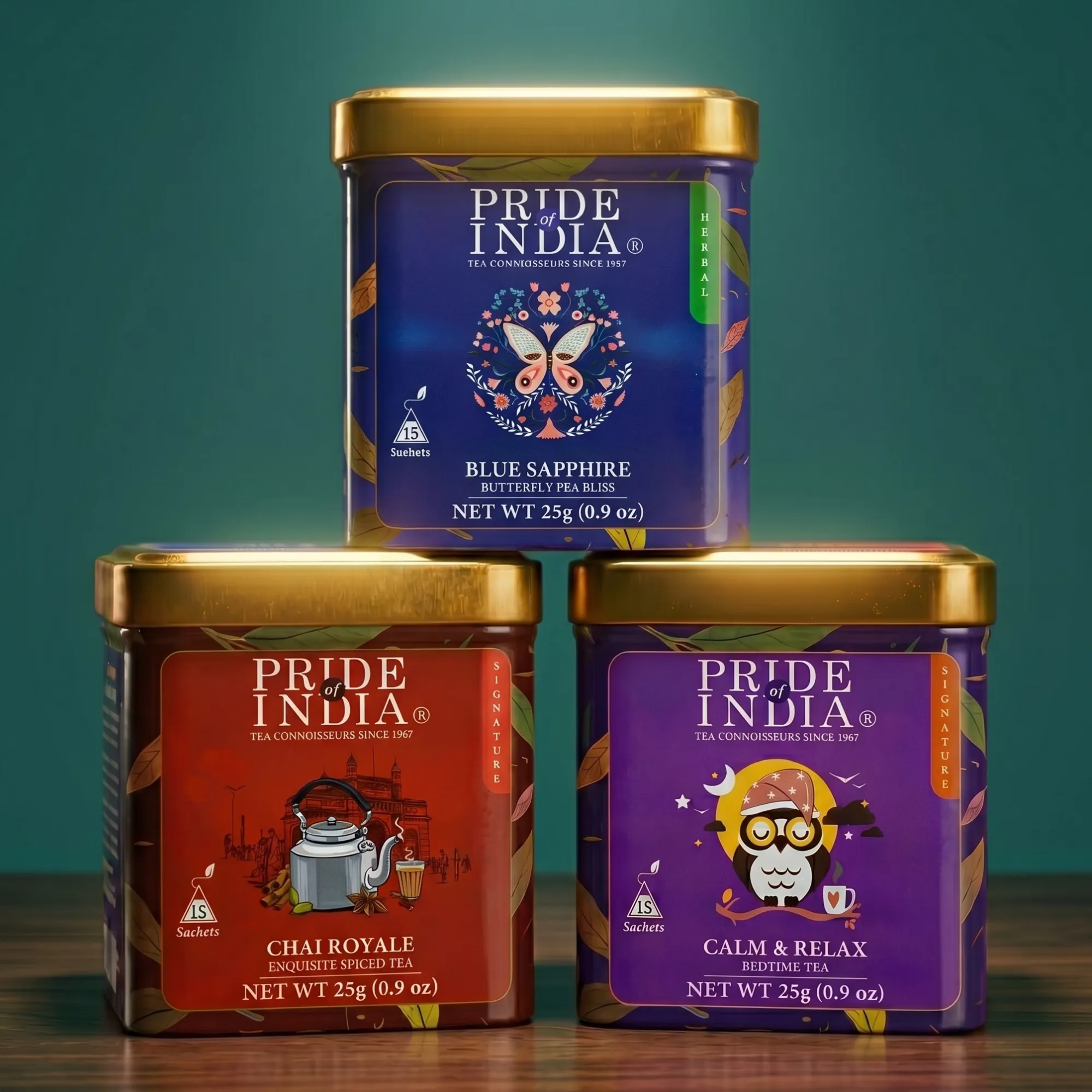 Signature Tea Collection (3 PACK) – Blue Sapphire, Calm n Relax, Chai Royale