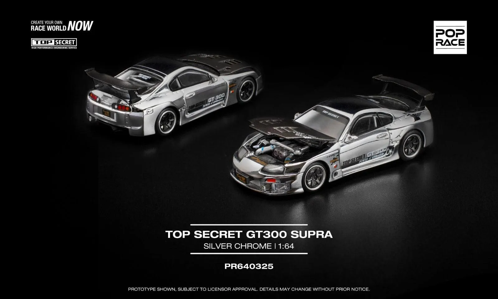 Pop Race - Top Secret GT300 Toyota Supra (Silver Chrome)