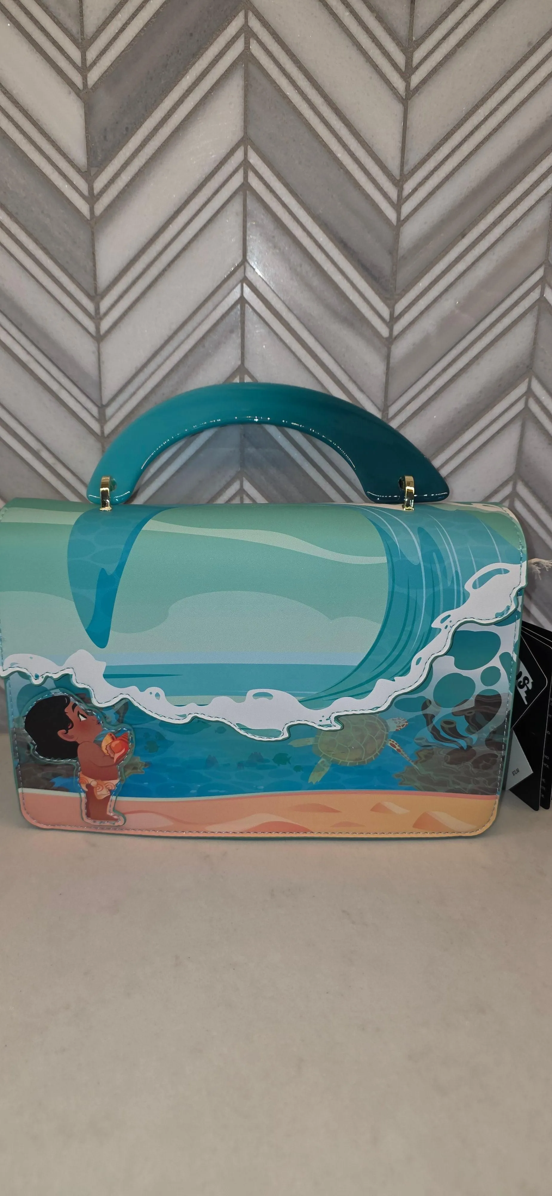 CB: Loungefly Disney Moana Ocean Wave Handle GITD Glow in the Dark Crossbody Bag