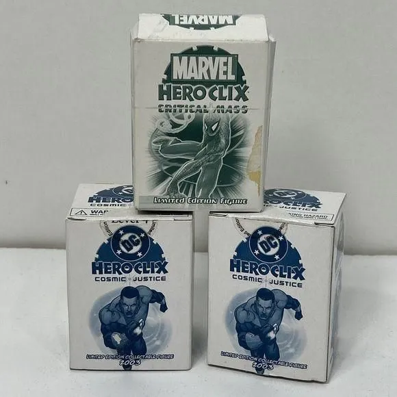 Product image for Marvel Hero Clix Lot Critical Mass Hepzibah #206 Garth Ranzz 216 Yrra Cynril 218