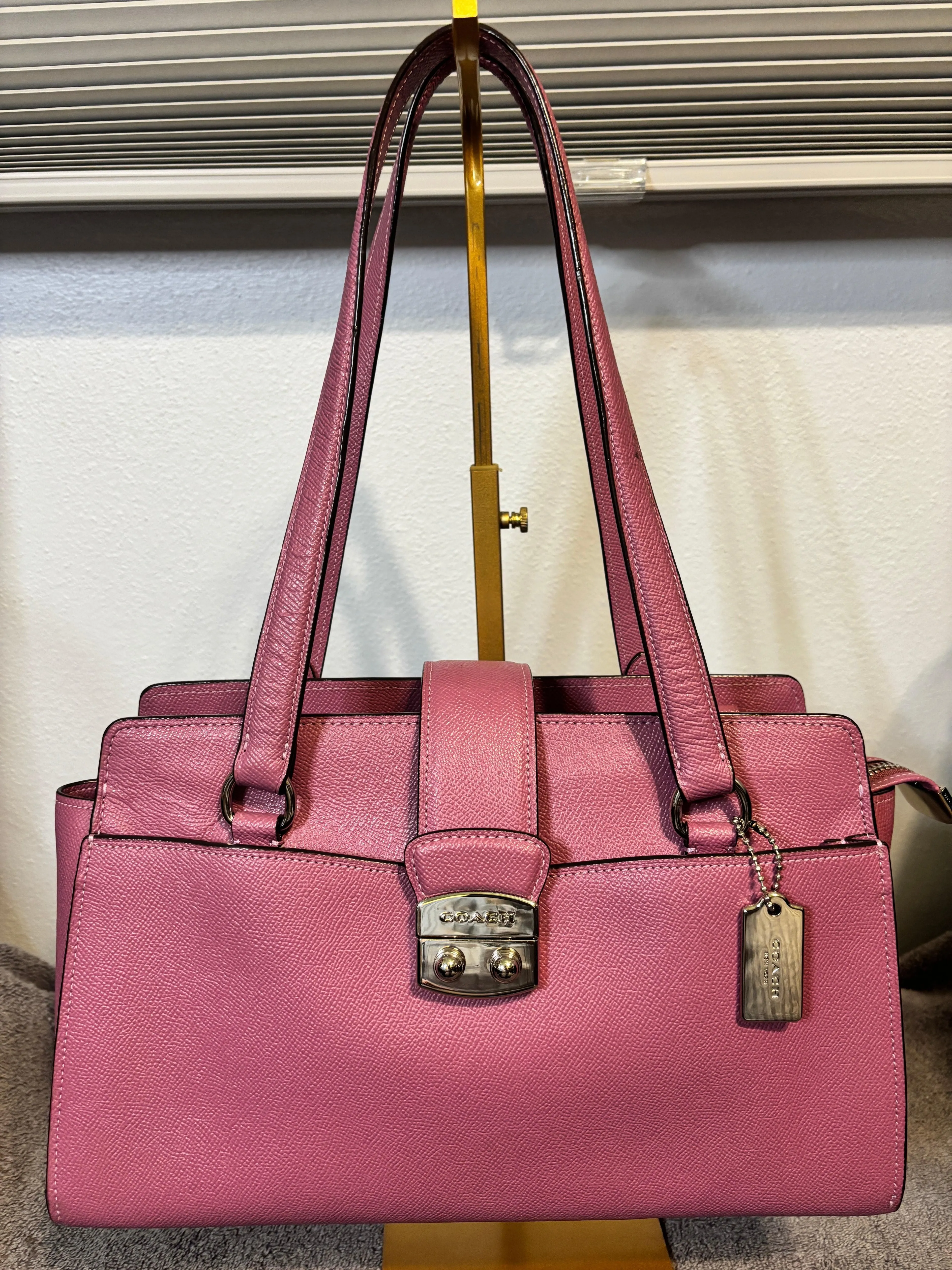Coach Avary Carryall Primrose Crossgrain Leather Satchel Tote