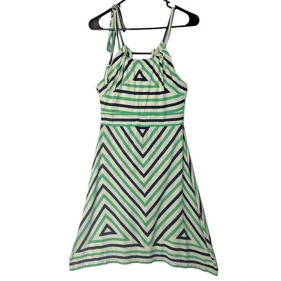 Chelsea & Violet Dress Strappy Sleeveless Blue Green Stipes Stretch Asymmetrical1