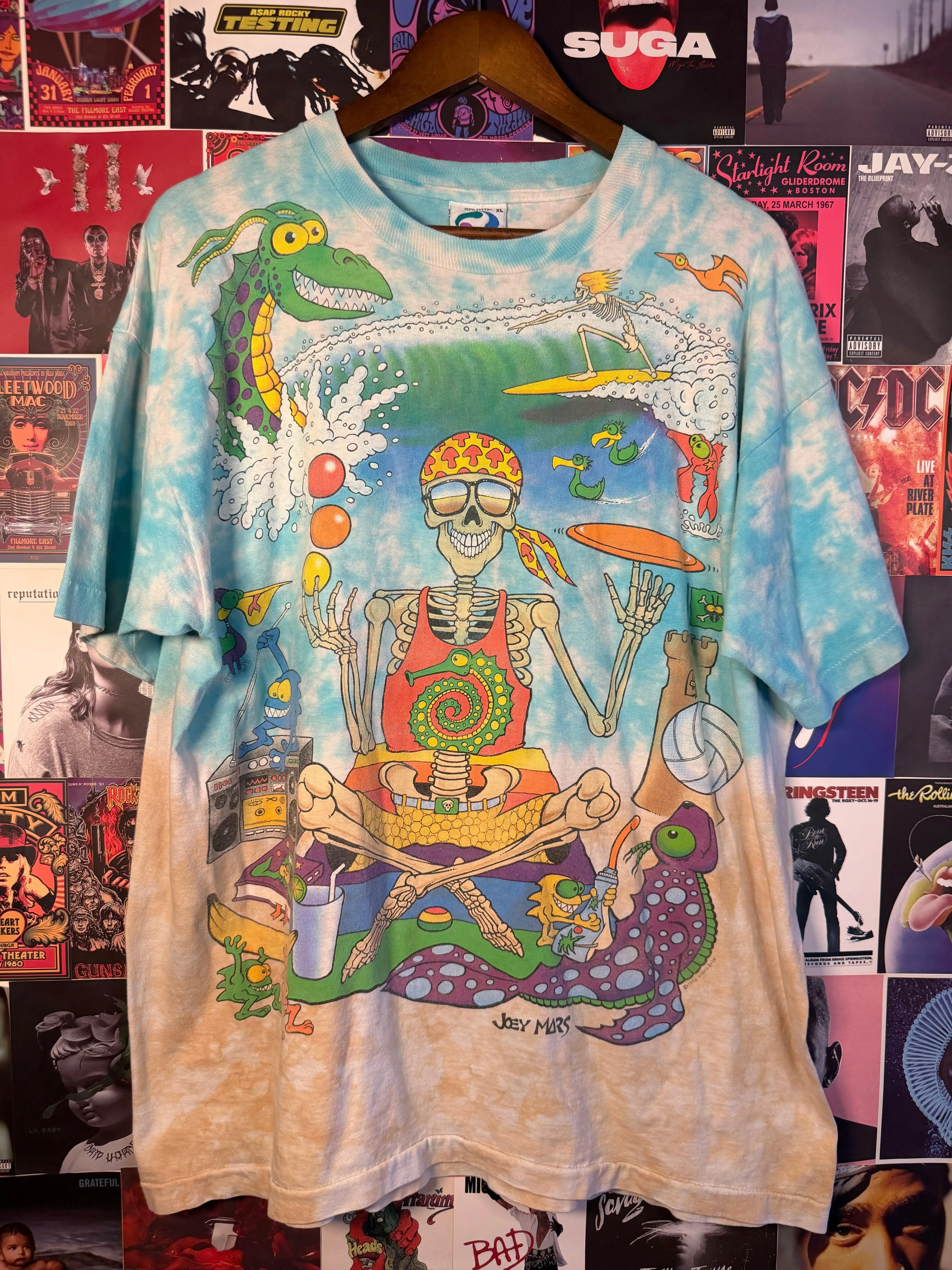 Vintage Joey Mars Surf Skeleton Tie Dye Tee