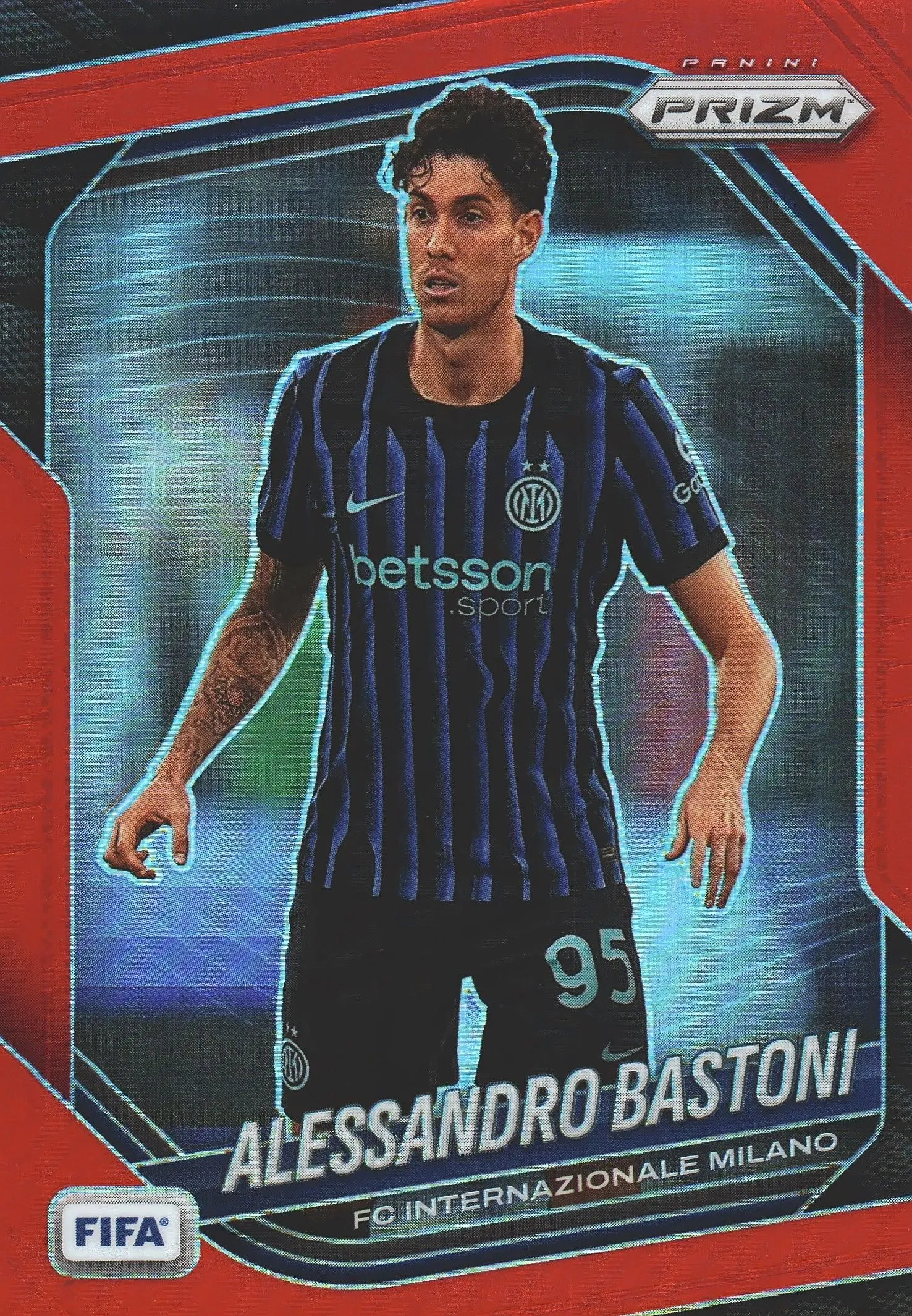 2025 Panini Prizm FIFA Red /149 Alessandro Bastoni #76 Inter Milan