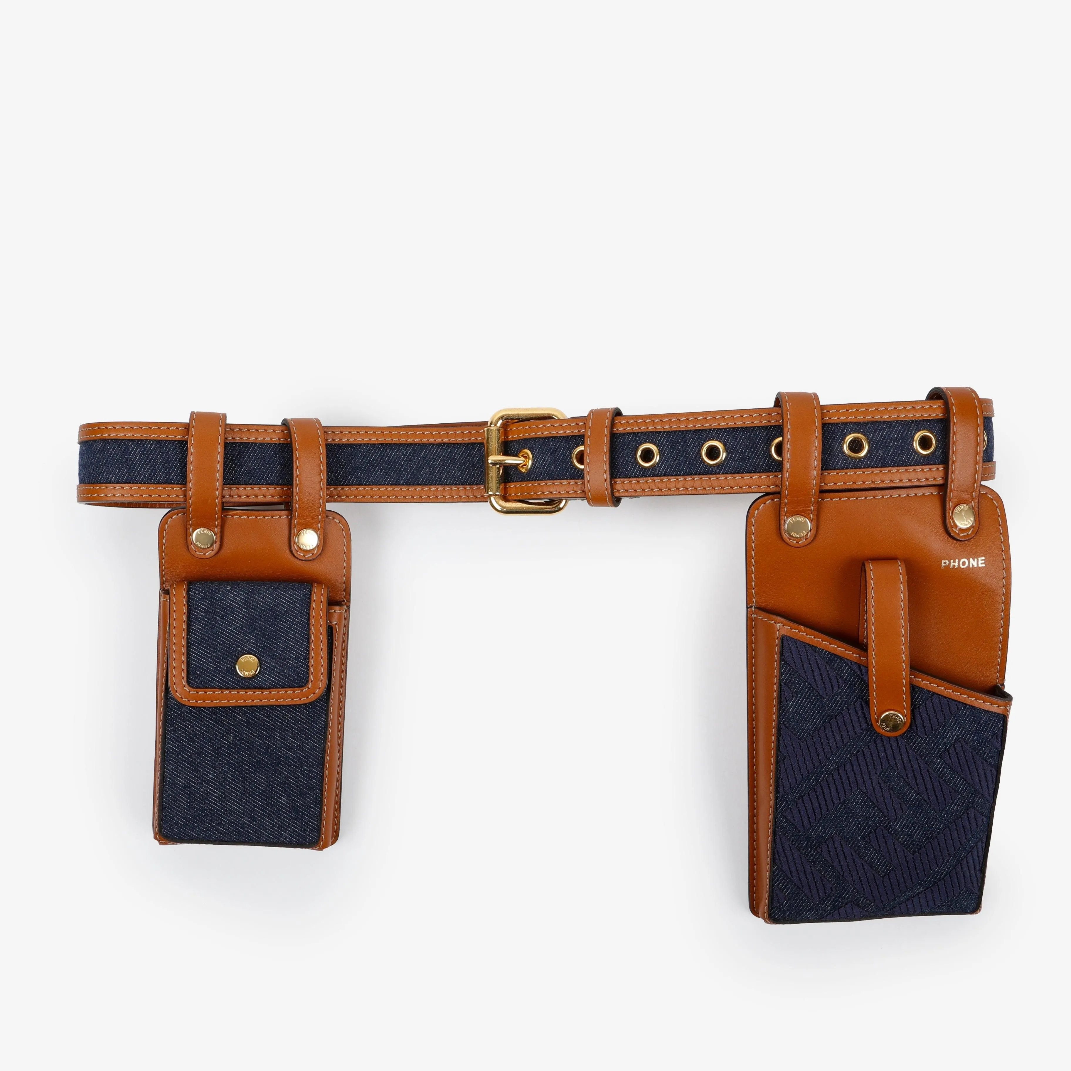 Multi Accessory Belt, Denim/Brown Calfskin