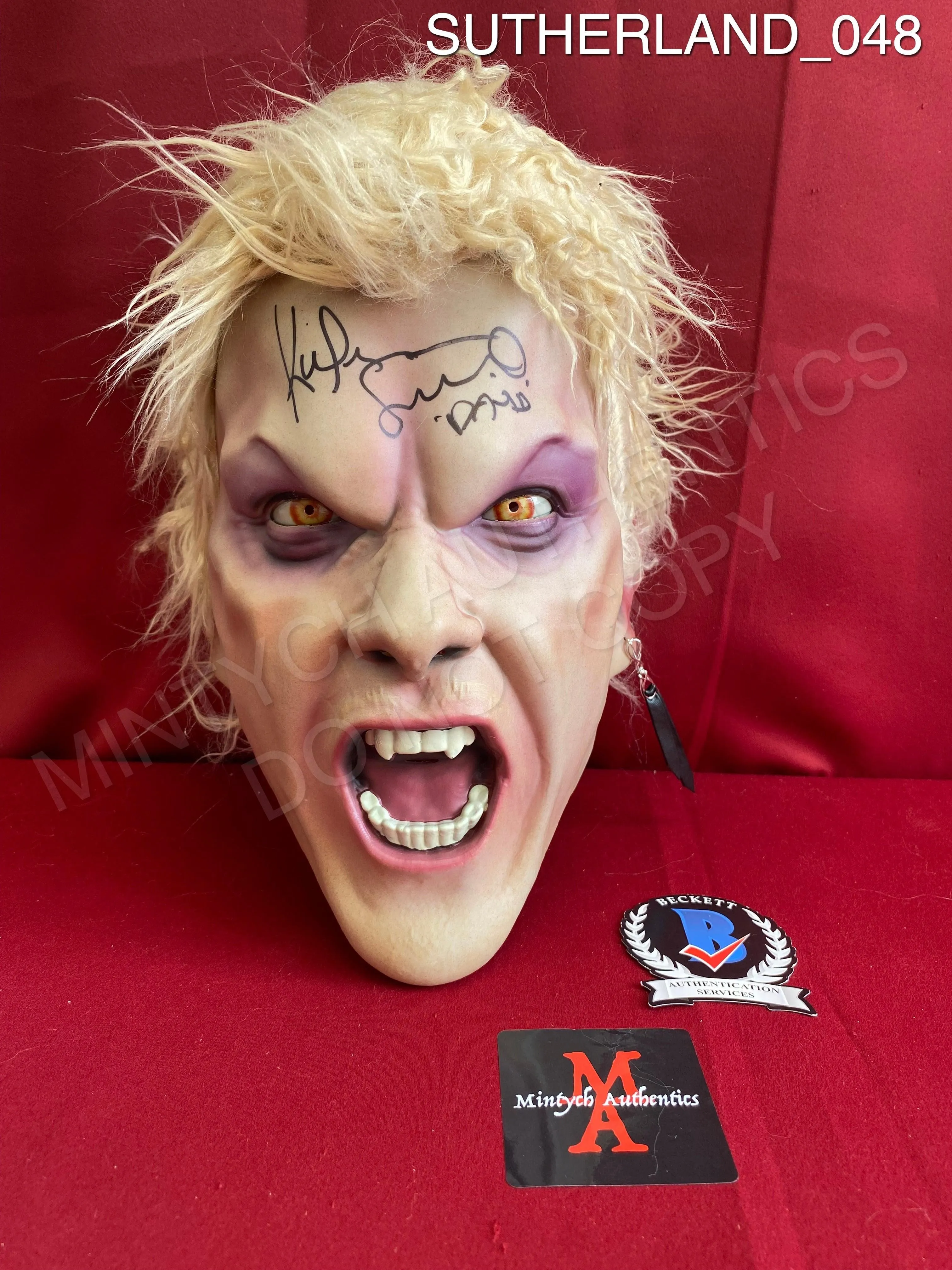 SUTHERLAND_048 - The Lost Boys David Trick Or Treat Studios Mask Autographed By Kiefer Sutherland