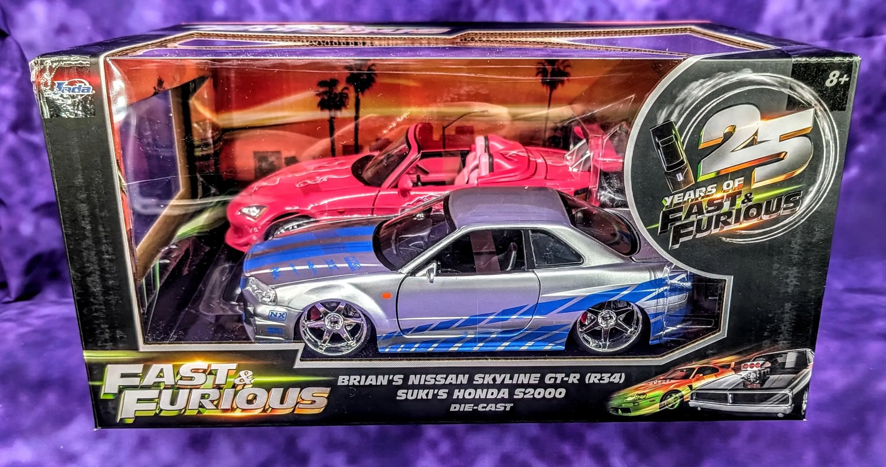 Jada 1:24 Brian's Nissan Skyline GT-R (R34) & Suki's Honda S2000 - 25 Years of Fast & Furious 2-Pack