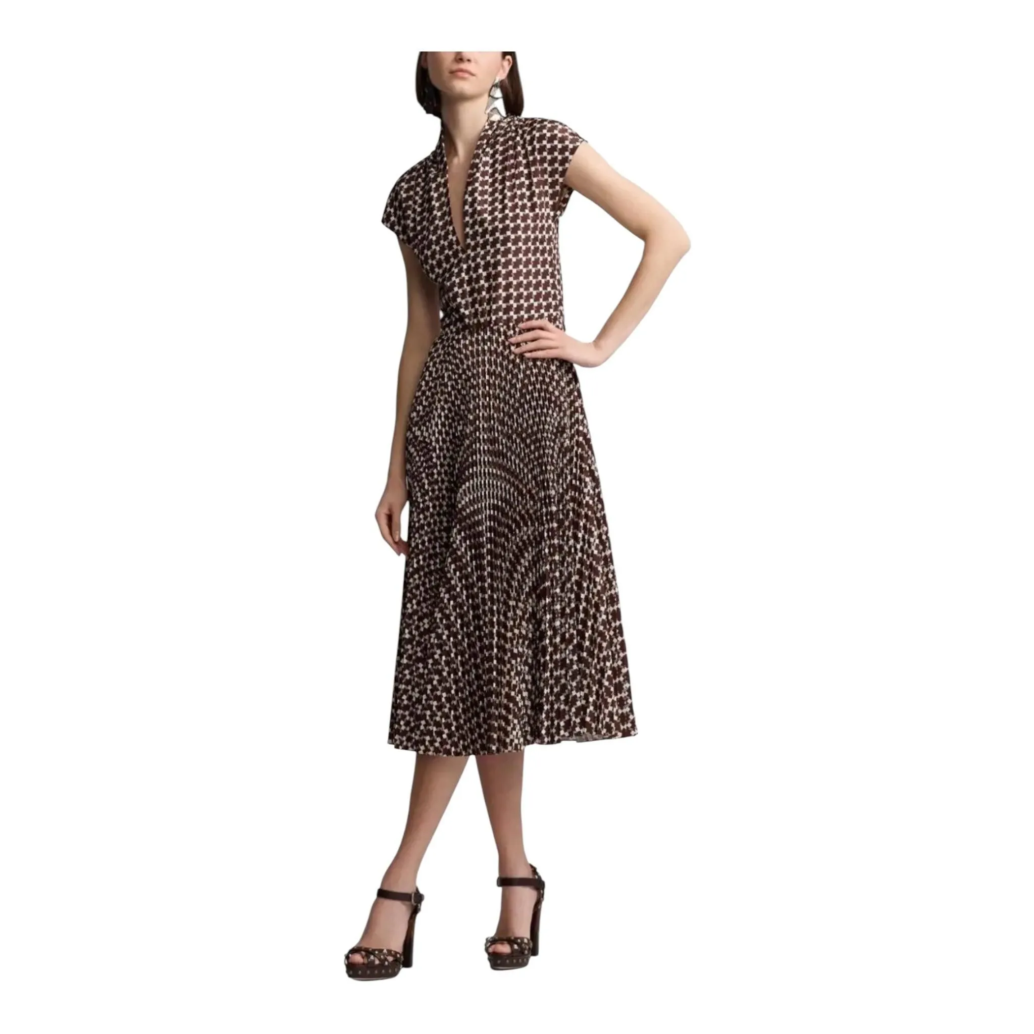 Ralph Lauren Collection Purple Label Geometric Pleated Dress | NWT | Size: 10 | Made in Italy