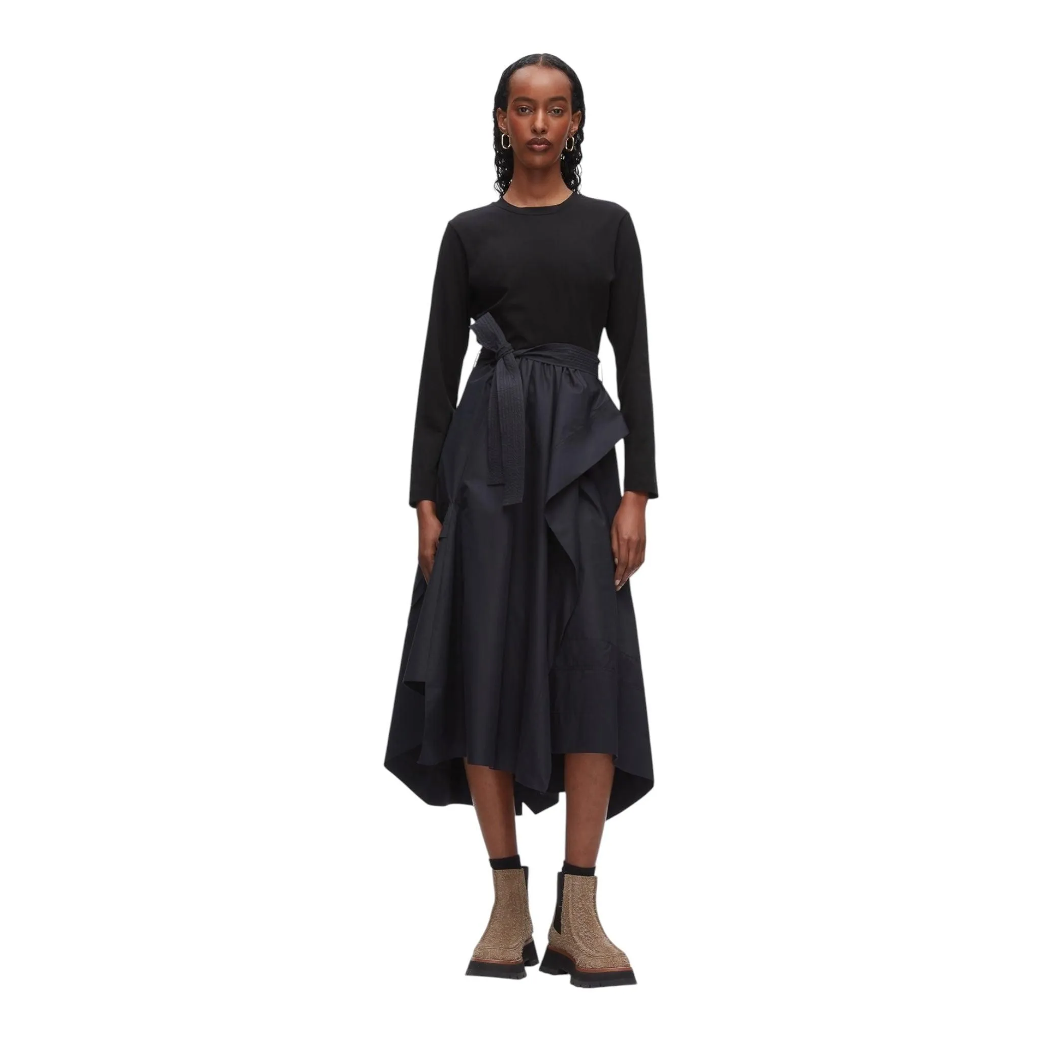 3.1 Phillip Lim Combo T-Shirt Dress | Black Midnight | Size: Large | New
