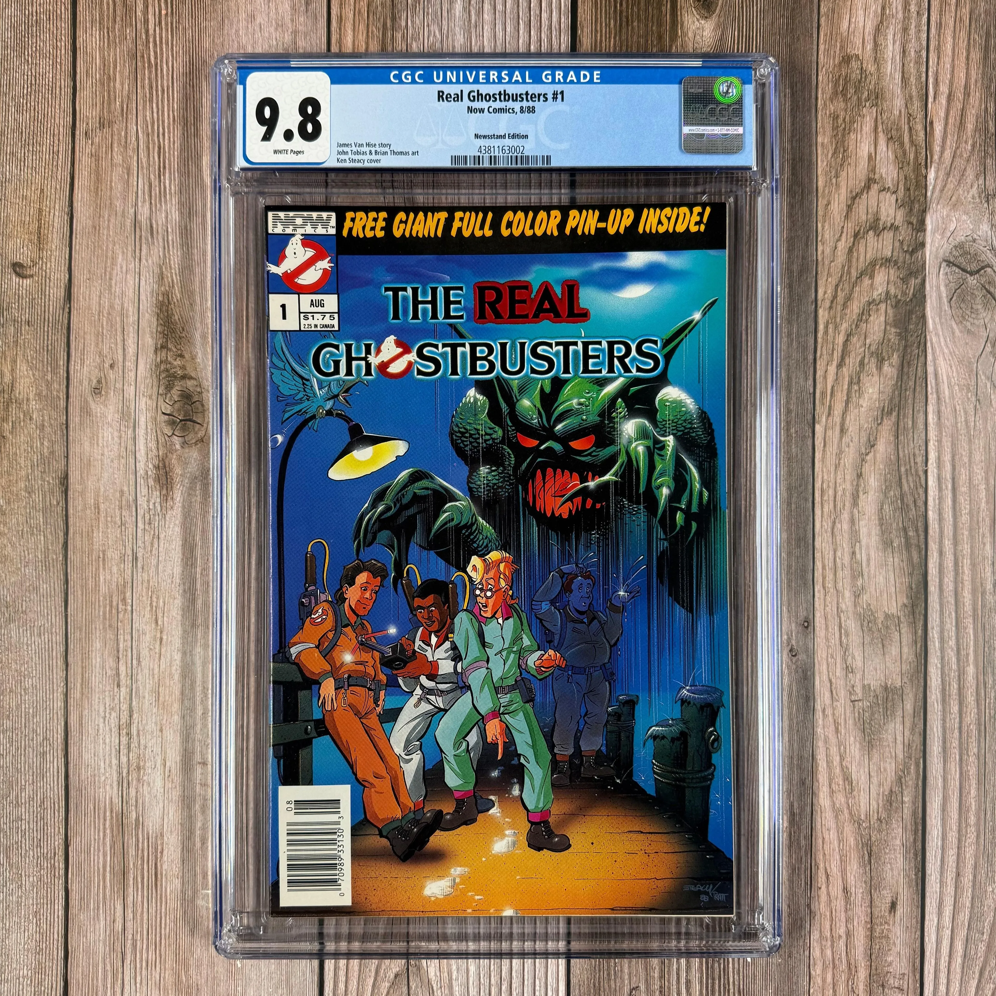 Real Ghostbusters #1 CGC 9.8 WP 1st team appearance of The Ghostbusters in U.S. comic books, Adapted from the cartoon series NEWSSTAND EDITION (Cert 3002)