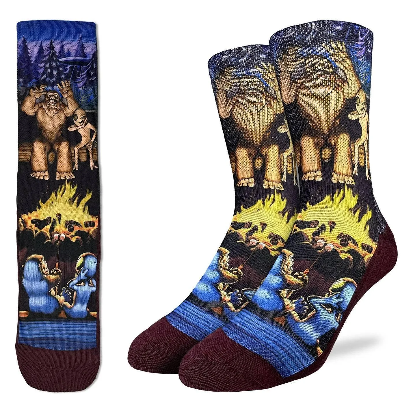 Men's Bigfoot Camping With aliens socks