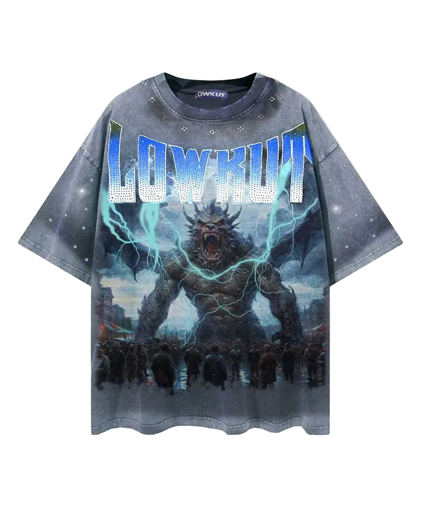 LOWKUT FRENCH MONSTER CRYSTAL RHINESTONE TEE