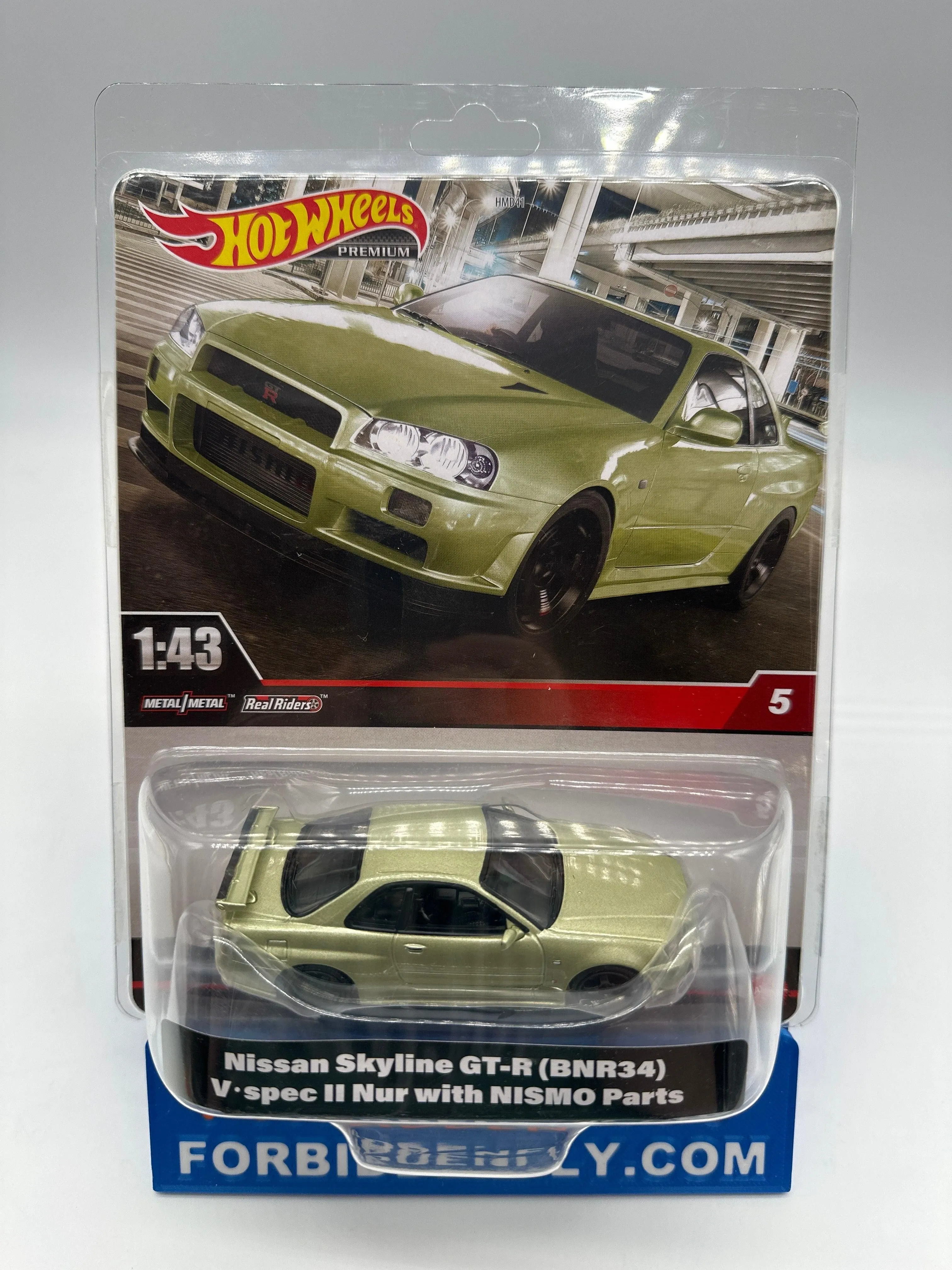 Hot Wheels Premium - 1:43 Scale #5 - Nissan Skyline GT-R (BNR34) V-Spec II Nur with NISMO Parts