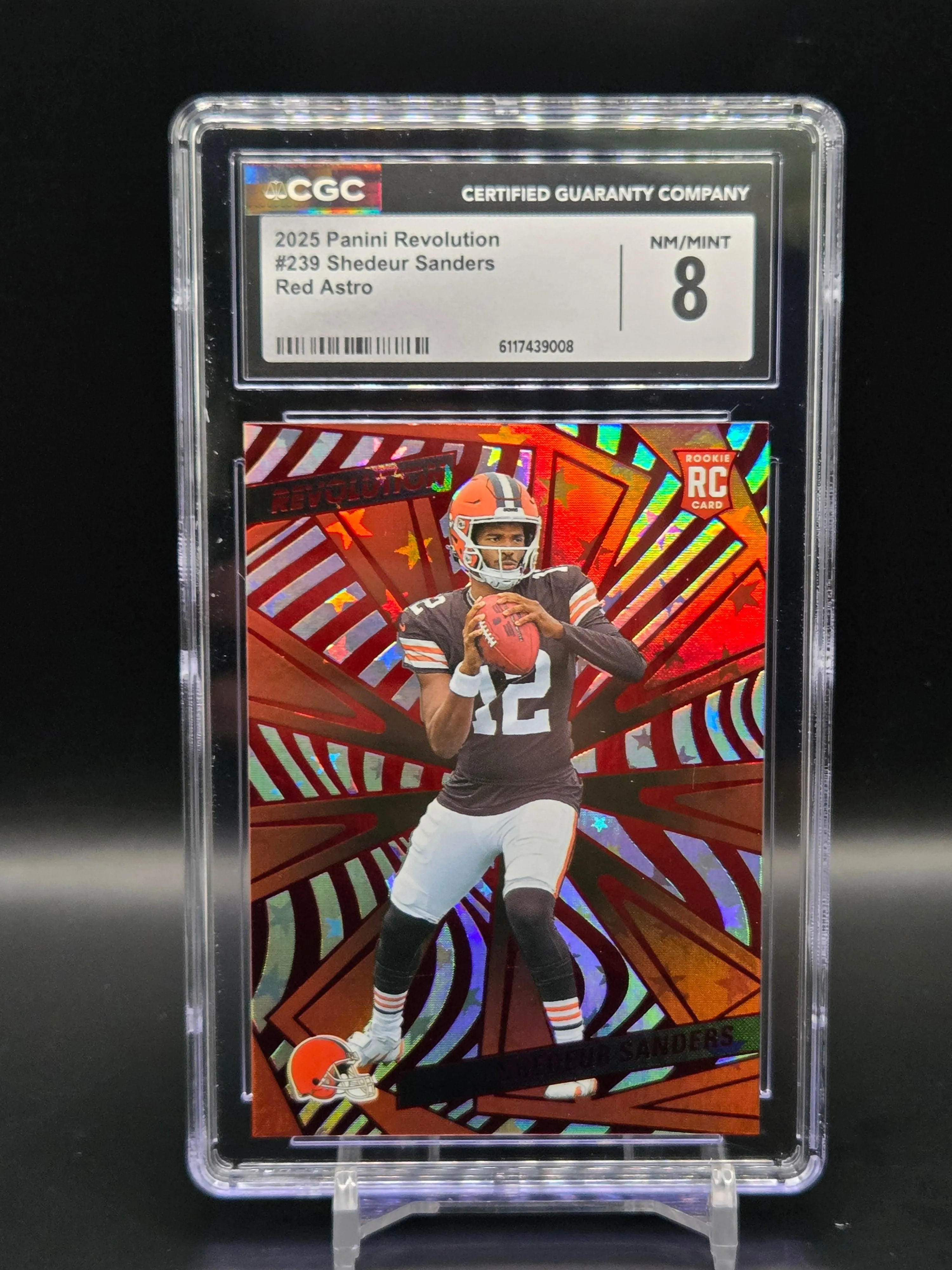 Shedeur Sanders CLE Browns Red Astro RC Panini Revolution #239 - Graded CGC 8