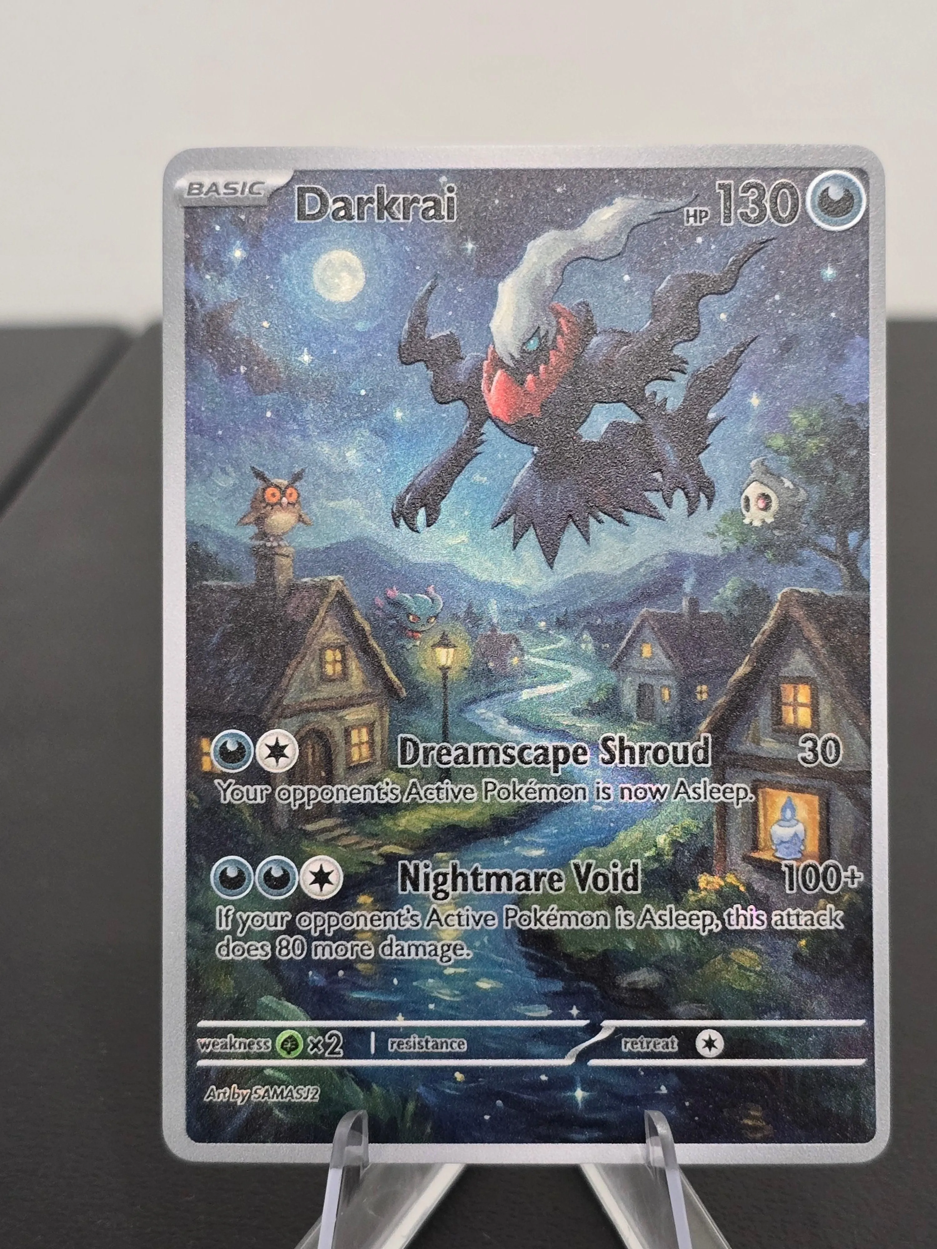 Darkrai Fan Art Card — Moonlit Night Full Art (Unofficial, Non-TCG)