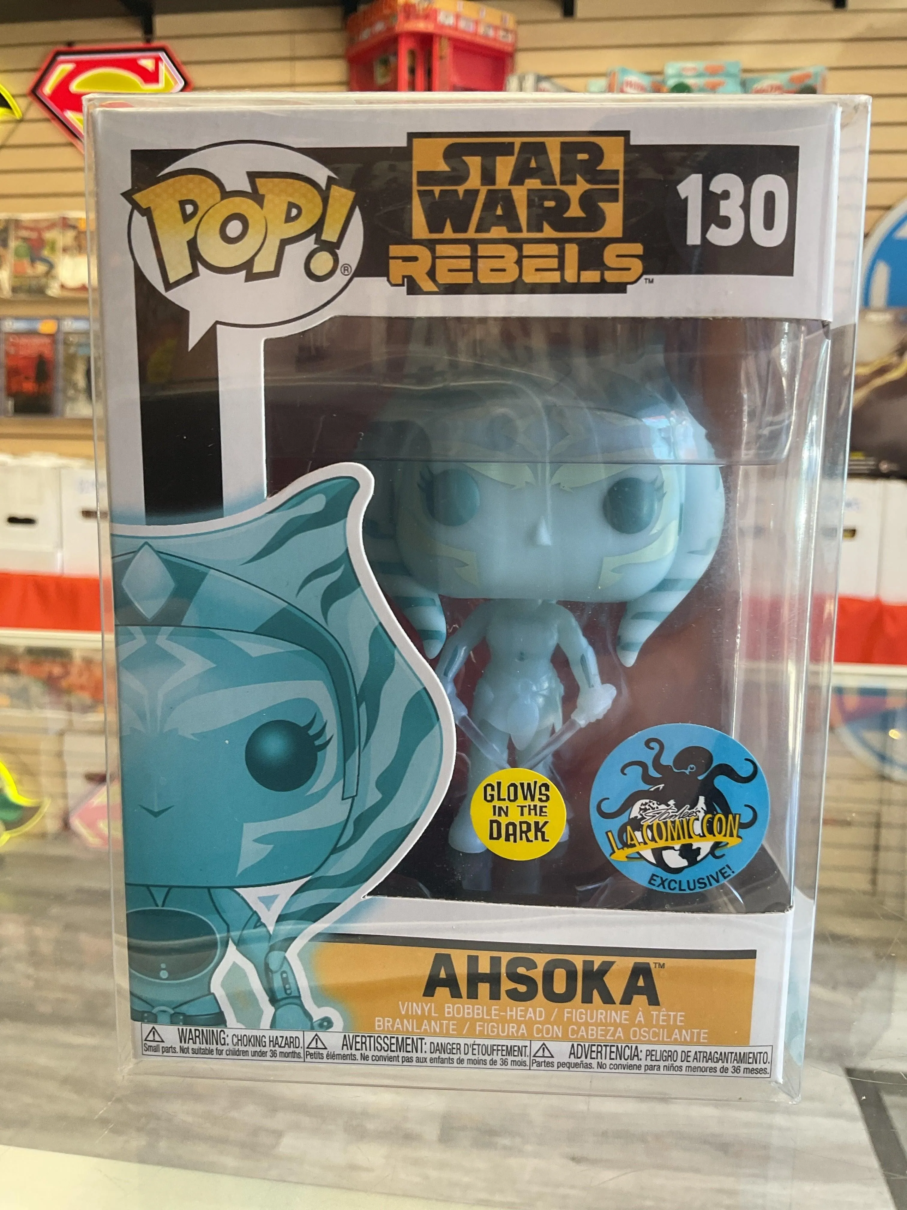 Funko POP! Star Wars Rebels Ashoka GITD L.A. Comic Com Vinyl Bobblehead #130