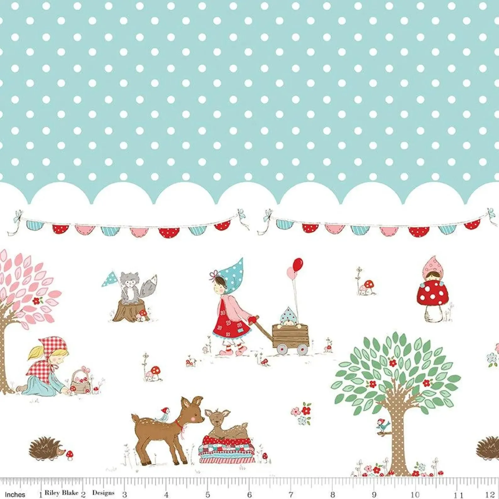 Whimsical Woodland - Border Print in Blue - Tasha Noel