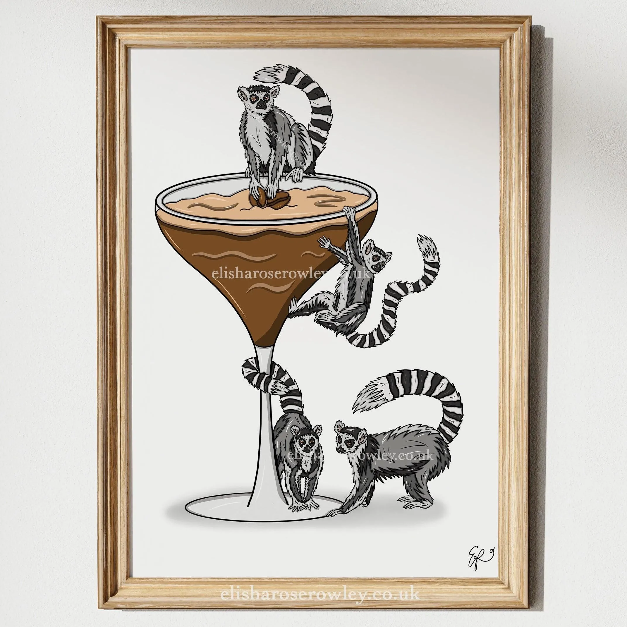 Lemur Espresso Martini Alone! - Lemur Espresso Martini, Cocktail Kitchen Wall Art Print