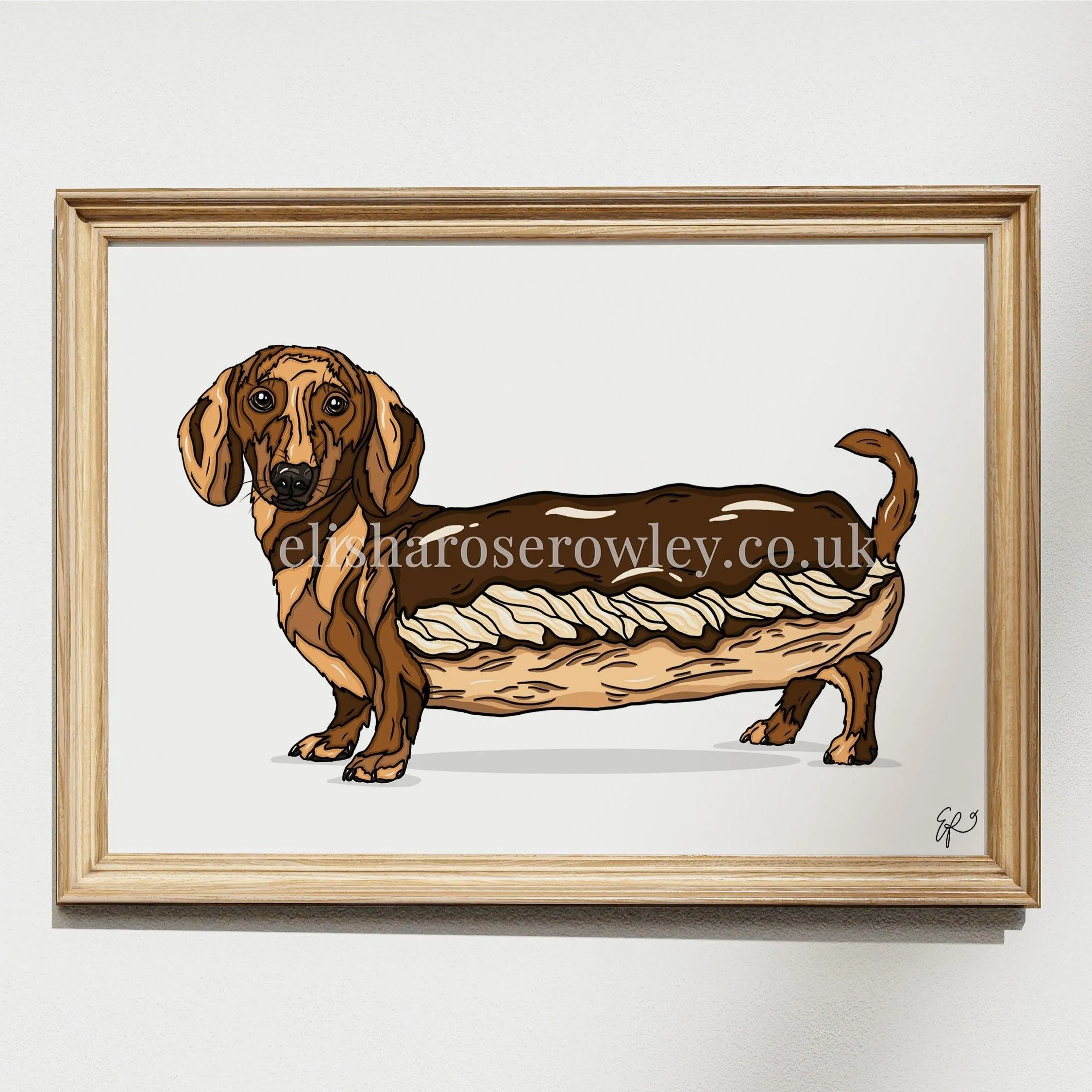 The Dash'clair, Chocolate Eclair Dachshund Dog - Kitchen Art Print