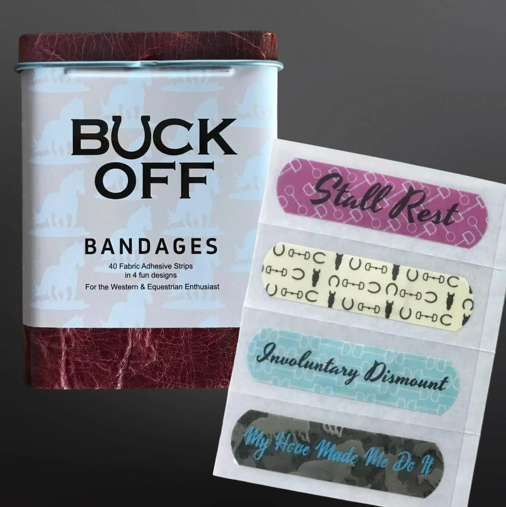 Horse Themed Fabric Bandages Tin Box