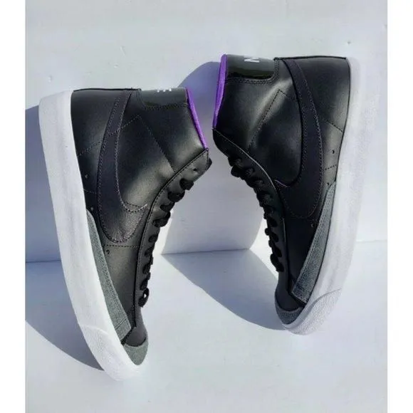 Product image for B18 9.5 MEN'S NIKE BLAZER MID 77 EMB BLACK / PURPLE DQ8767 001