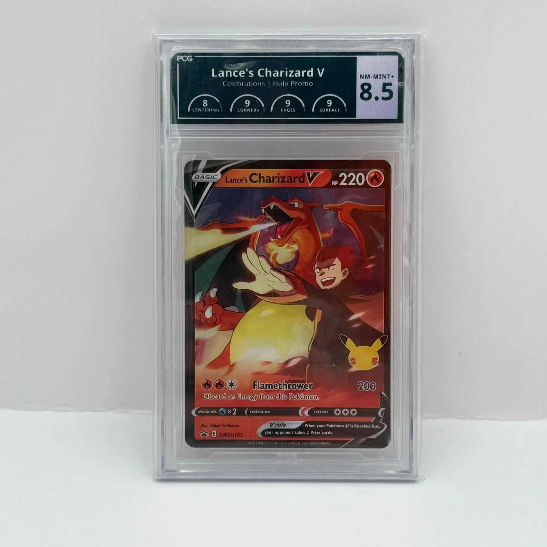 Lance's Charizard V Celebrations Holo Promo #SWSH133 PCG 8.5 NM-Mint+