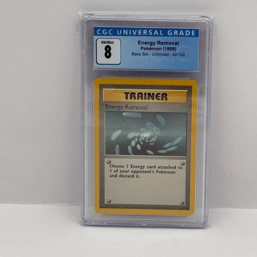 Energy Removal 1999 Pokemon Base Set Unlimited #92 CGC 8 NM/Mint