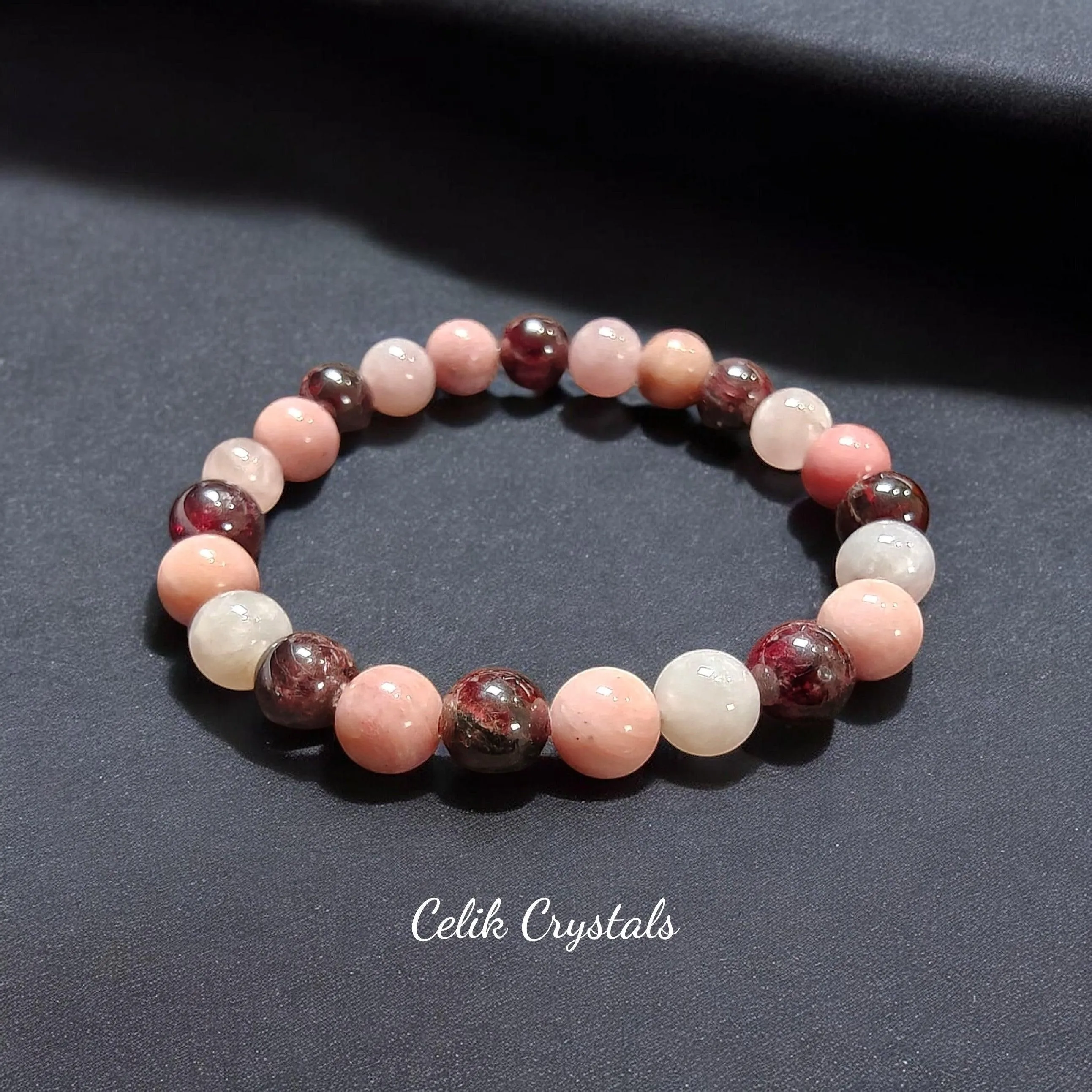 Garnet, Rhodonite, Rose Quartz Bracelet 8mm