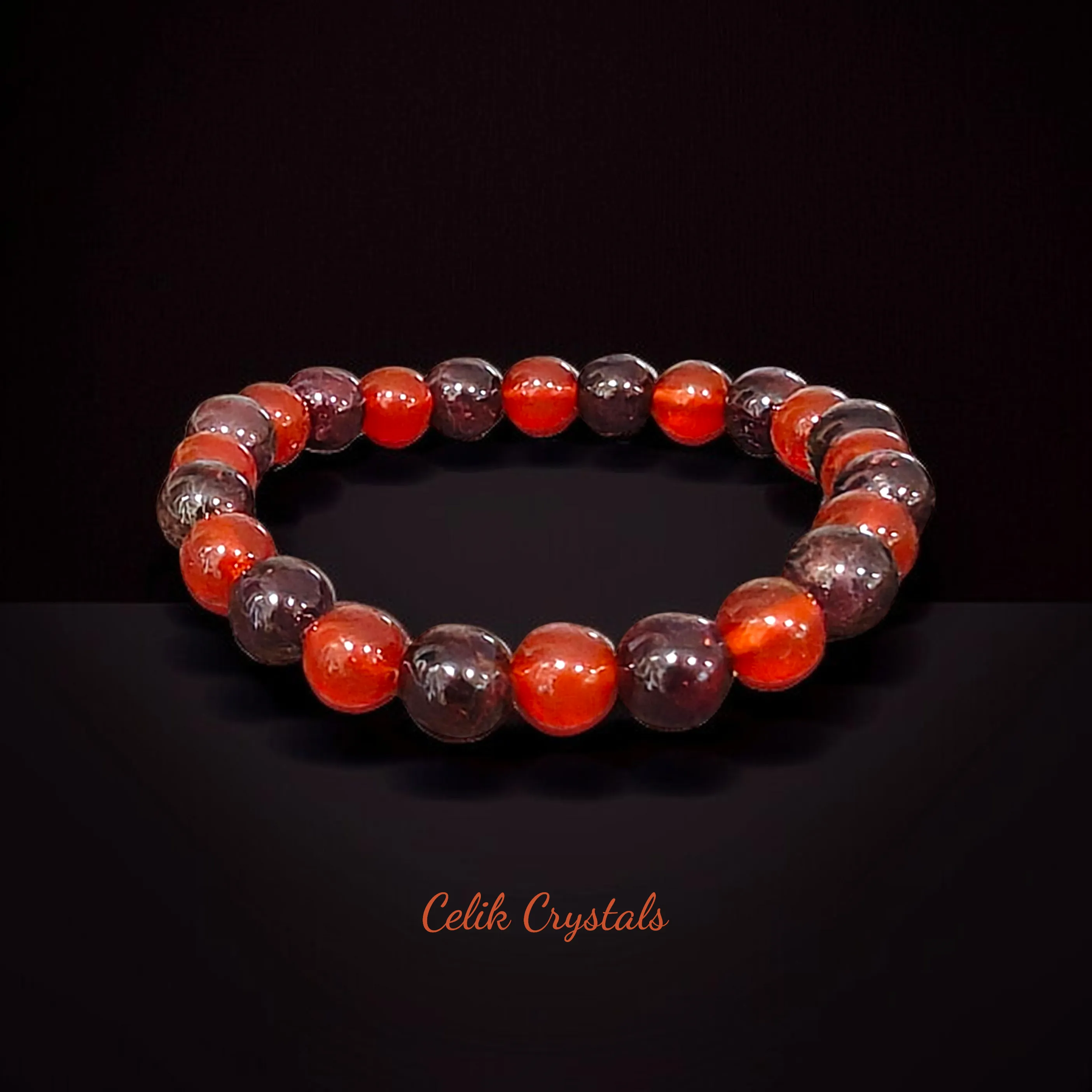 Garnet and Carnelian Bracelet 8mm Unisex